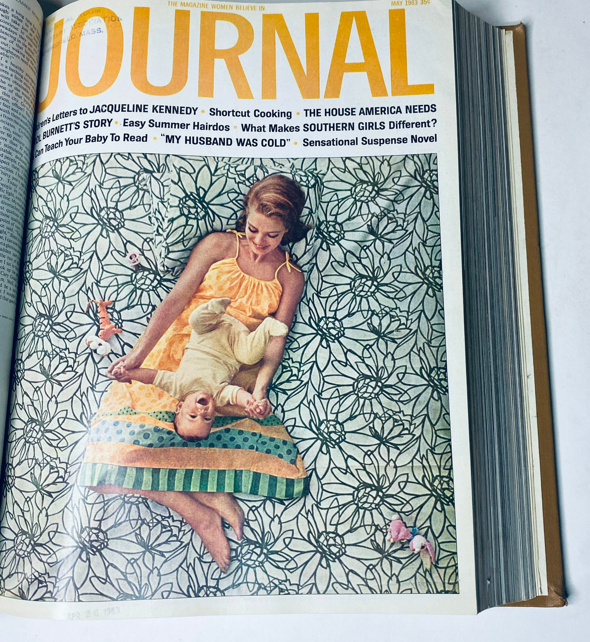 Ladies' Home Journal Library Bound Magazine 1963 Full Year January - December - Cover of the May 1963 issue depicting a mother playing with her child.
