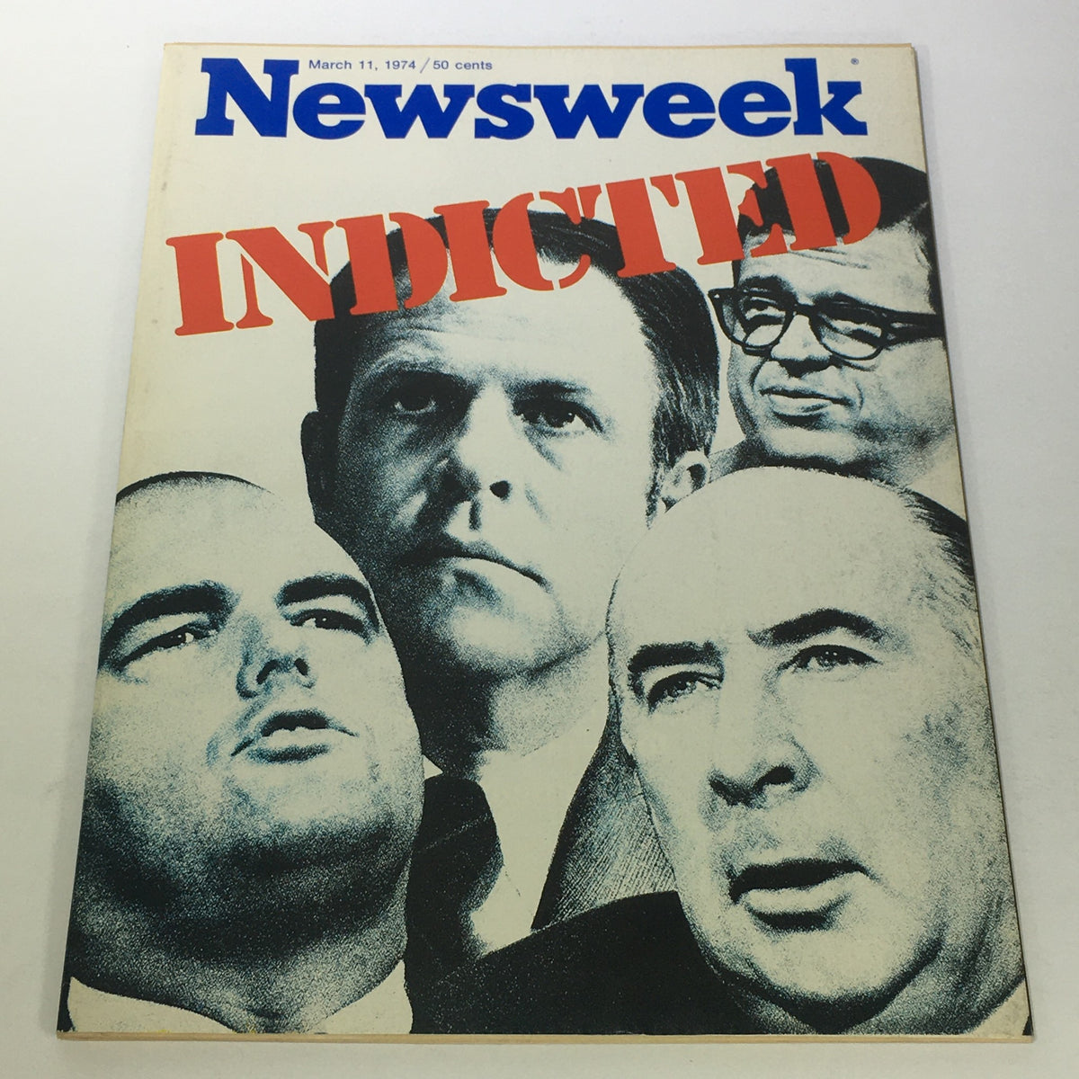 Cover of VTG Newsweek Magazine March 11 1974 featuring the headline 'INDICTED' showcasing notable figures related to the political climate of the 1970s.