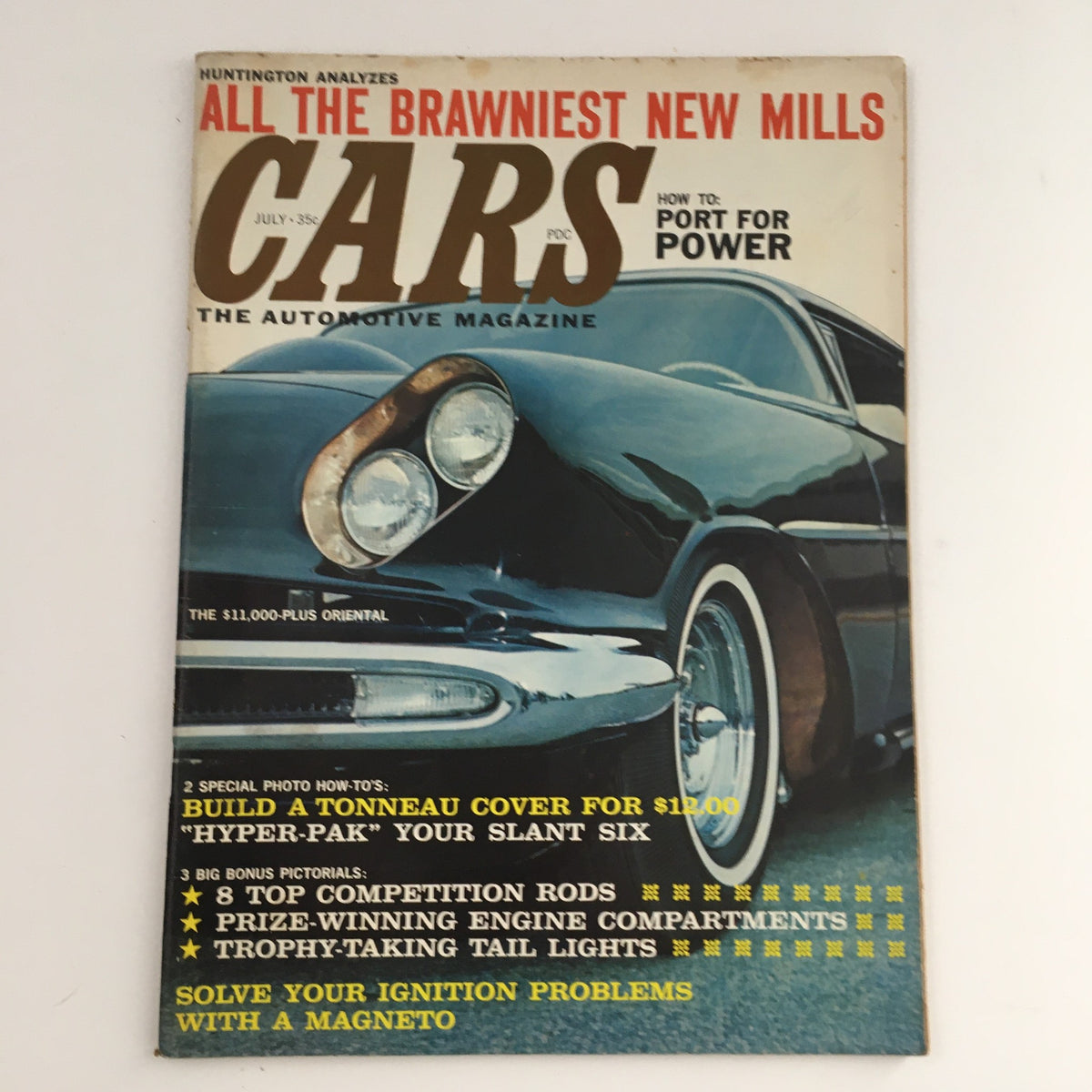 Cars Automotive Magazine July 1961 featuring the cover art showcasing a classic car and bold headlines on modifications and enhancements.