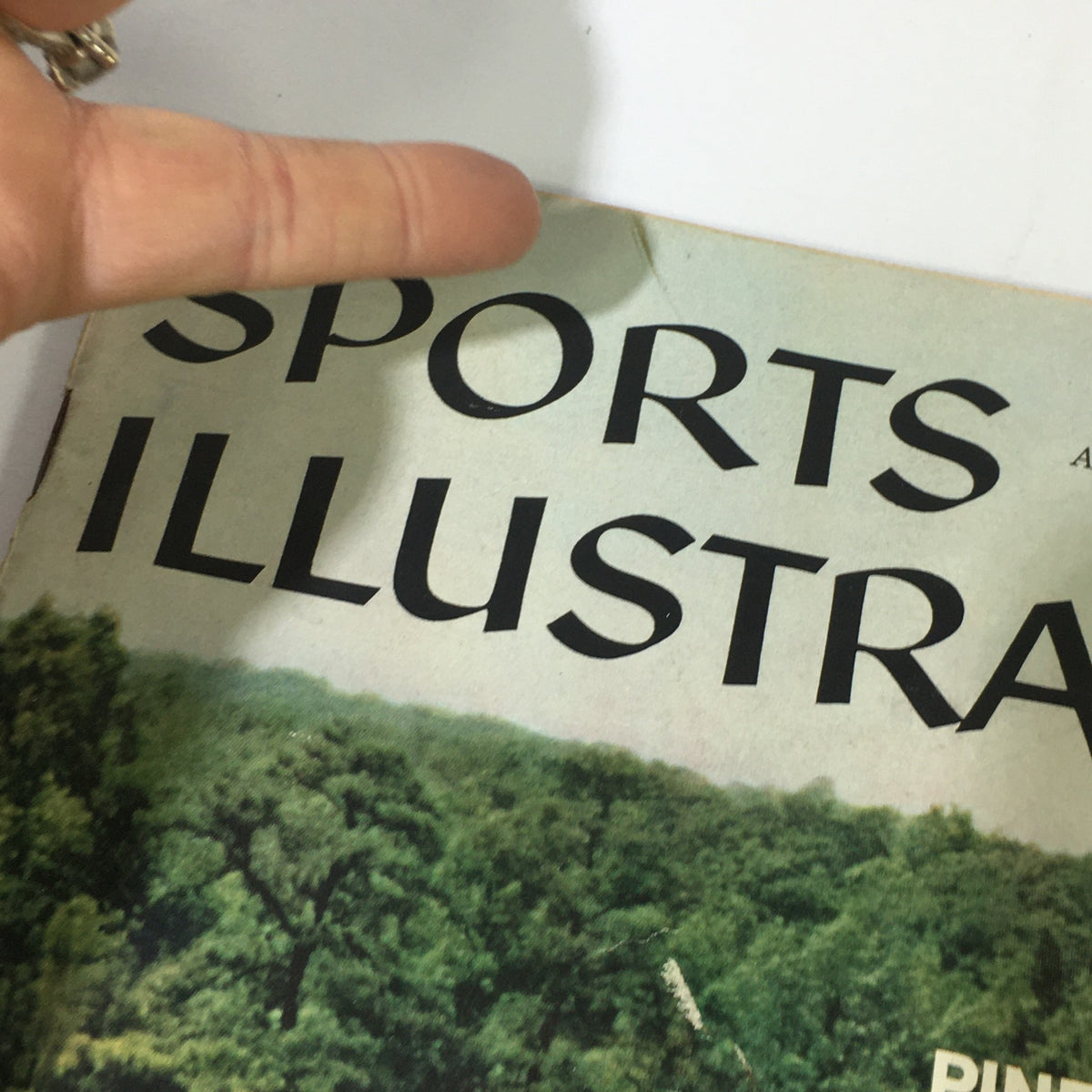Close-up of the cover of Vintage Sports Illustrated Magazine, August 25, 1958, highlighting the title and Pine Valley Golf Course.