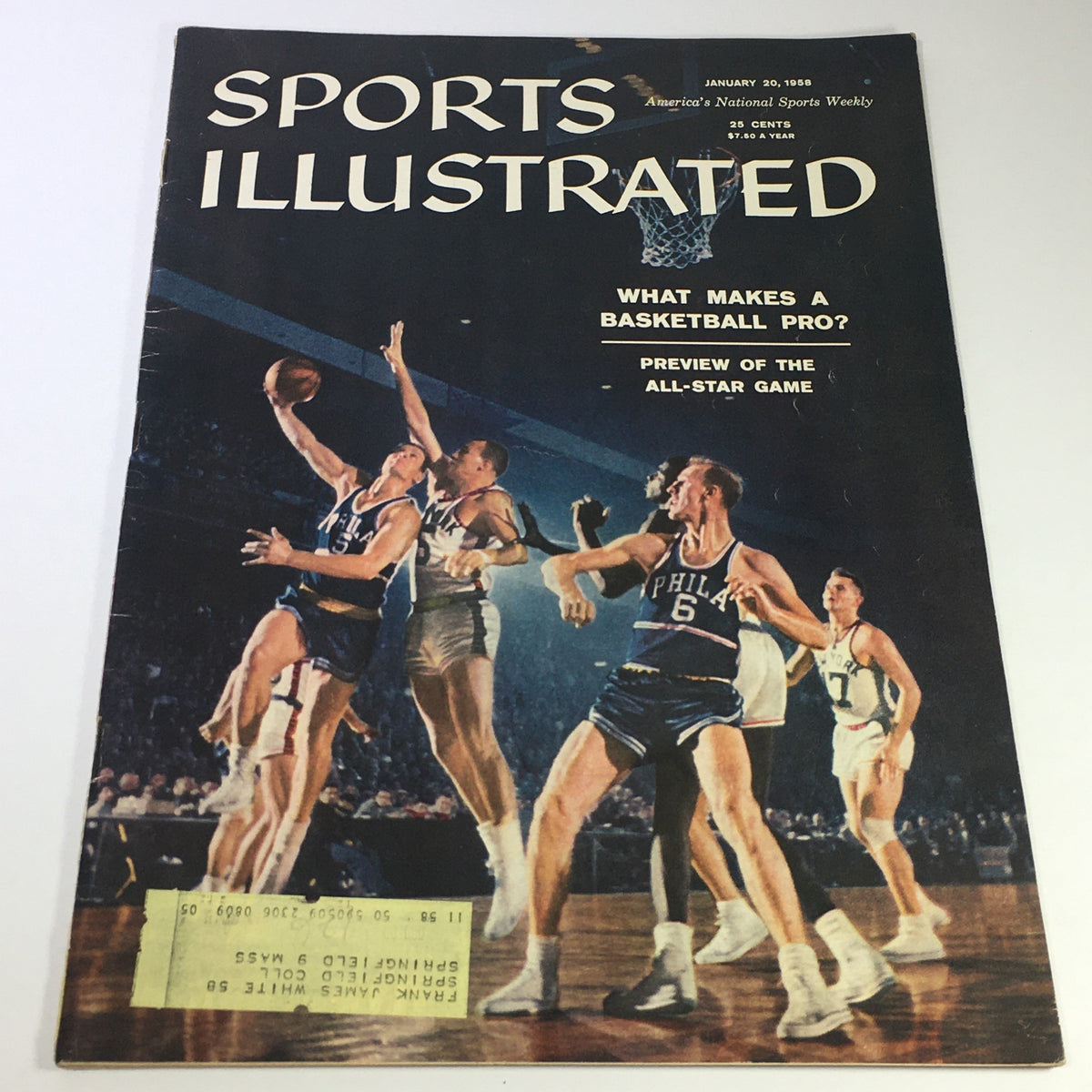 VTG Sports Illustrated Magazine January 20 1958 cover featuring a basketball game preview, showcasing action with players in uniforms and a basketball court setting.
