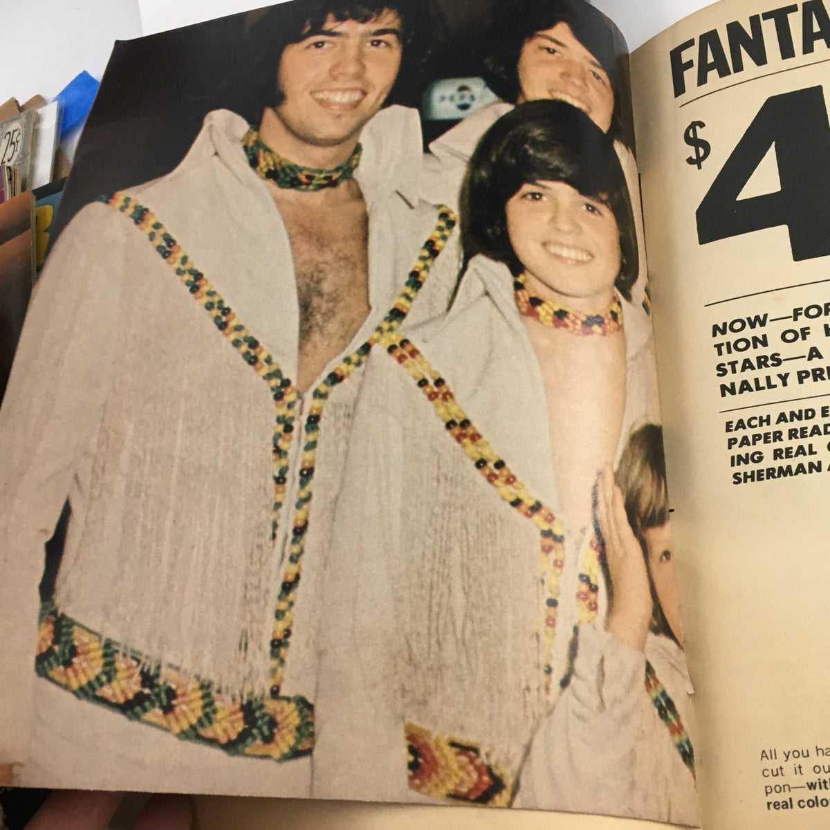 16 Magazine July 1972 image showcasing young performers in matching beaded outfits, highlighting the pop culture of the early '70s.