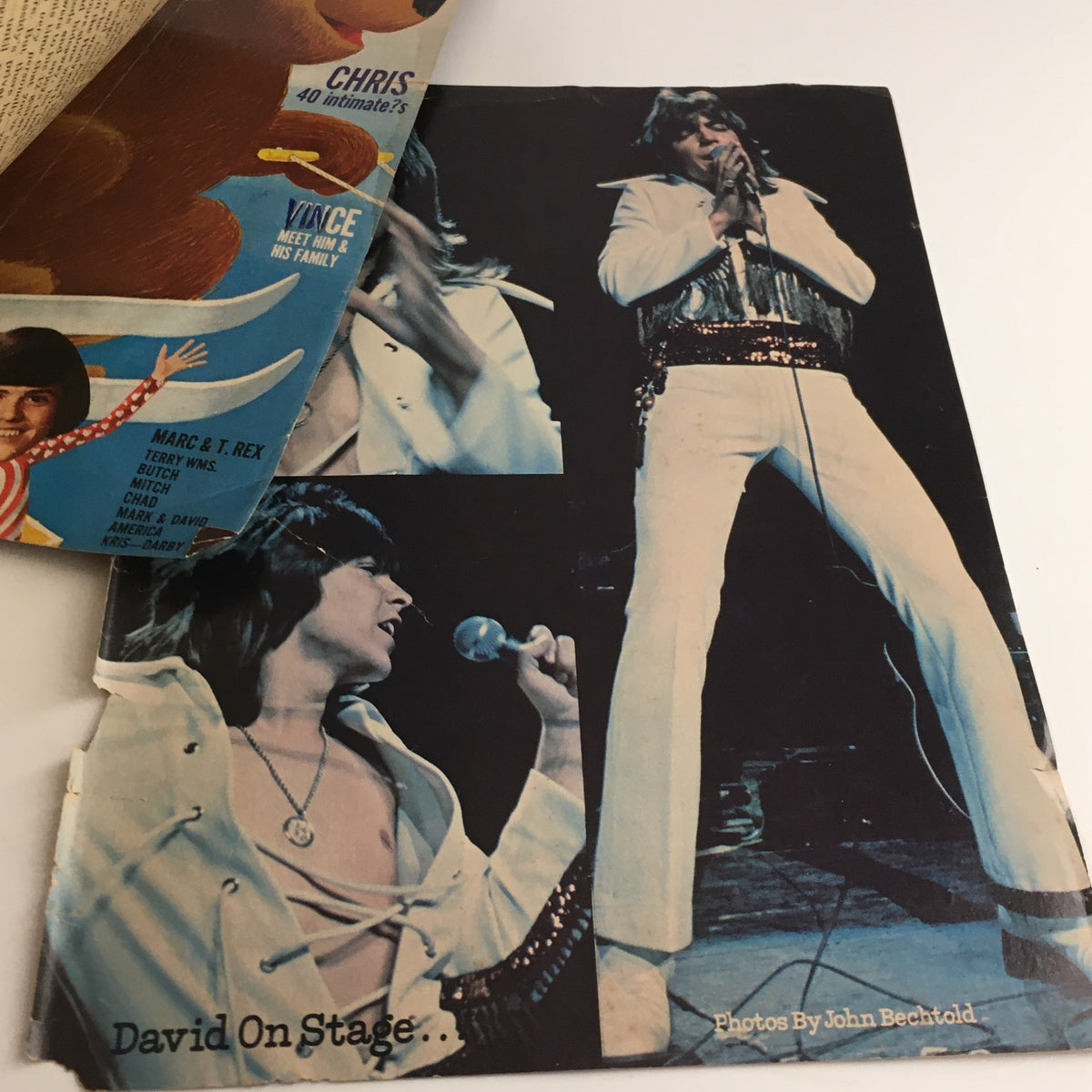 16 Magazine July 1972 featuring David Cassidy on stage, capturing the essence of 70s music culture with vibrant performances.