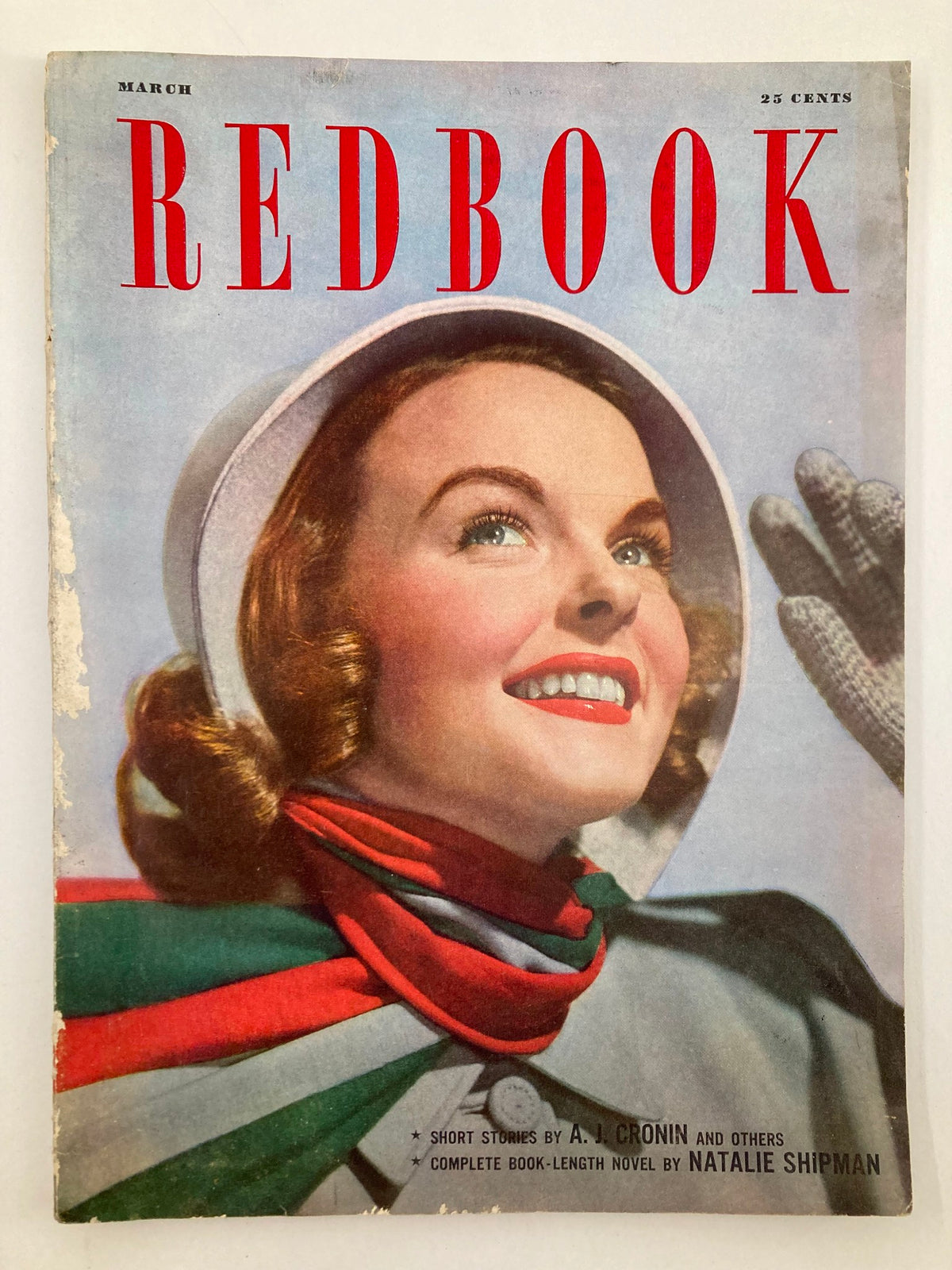 Cover of VTG Redbook Magazine March 1949 Vol 92 #5 featuring a smiling woman in a stylish hat and gloves, encapsulating the vintage fashion of the 1940s.