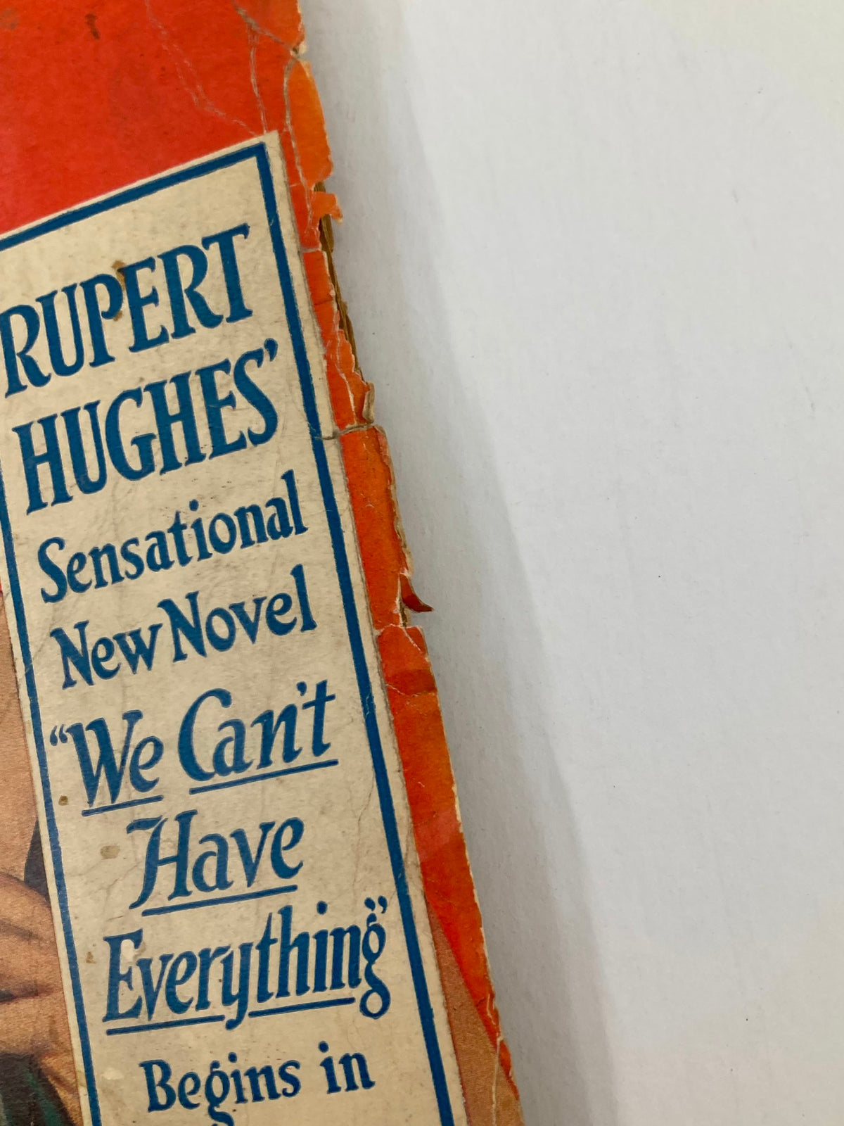 Close-up of the VTG Redbook Magazine November 1916 Vol 28 #1 featuring the title 'We Can't Have Everything' by Rupert Hughes, highlighting the vintage cover details and condition.