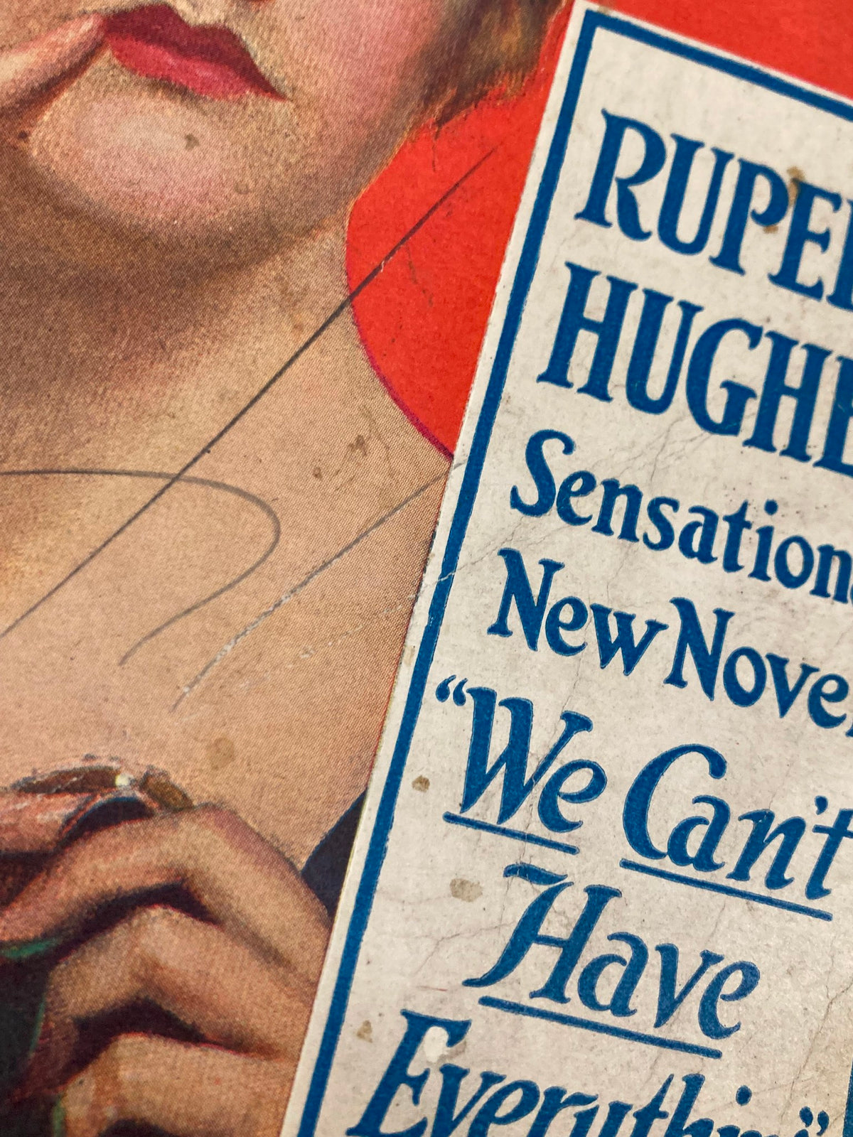 Detailed view of the VTG Redbook Magazine November 1916 Vol 28 #1 cover, showcasing the artwork and the title 'We Can't Have Everything' along with a woman's portrait.