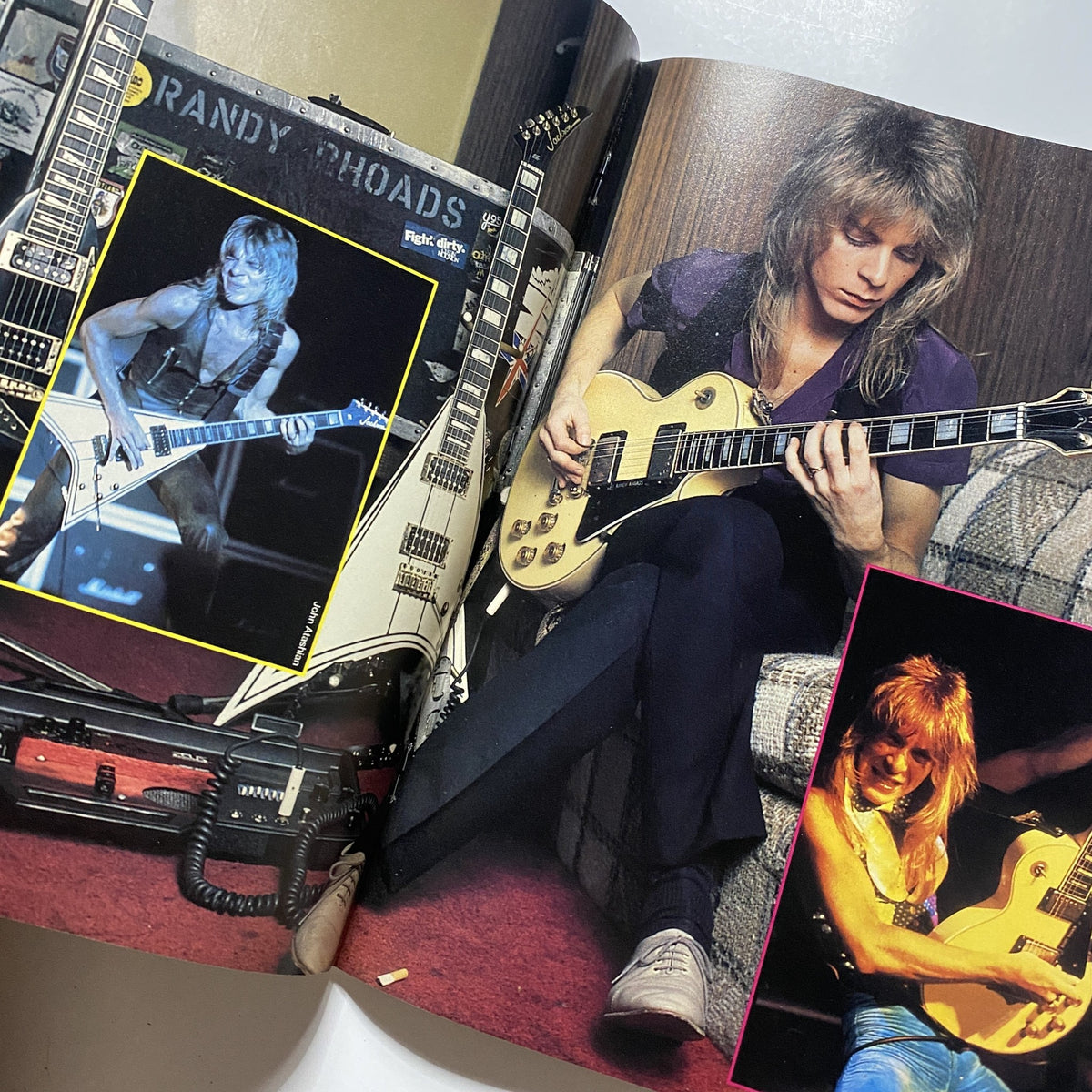 Guitar for the Practicing Musician Magazine April 1992 featuring iconic guitarists playing electric guitars, showcasing their music gear and performance atmosphere.