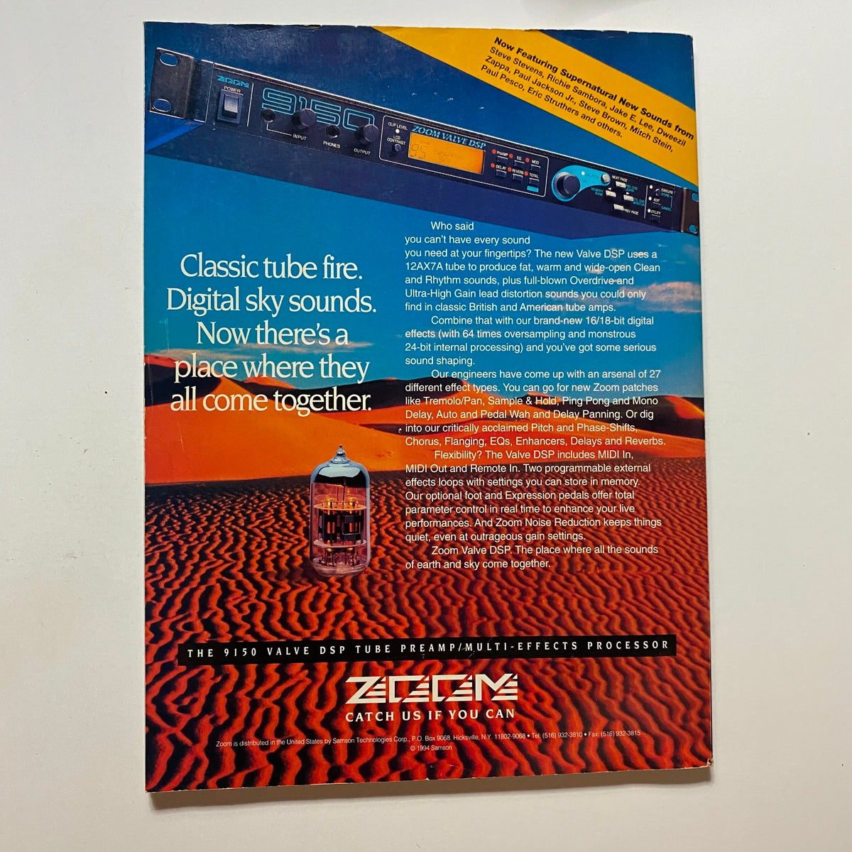 Back cover of Guitar Magazine June 1995 featuring an advertisement for the Zoom Valve DSP tube preamp and multi-effects processor.