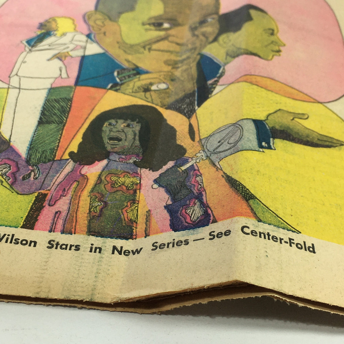 Detailed view of the vintage TV Week magazine featuring vibrant illustrations of Flip Wilson and other characters, promoting the new series from July 25-August 1, 1970.