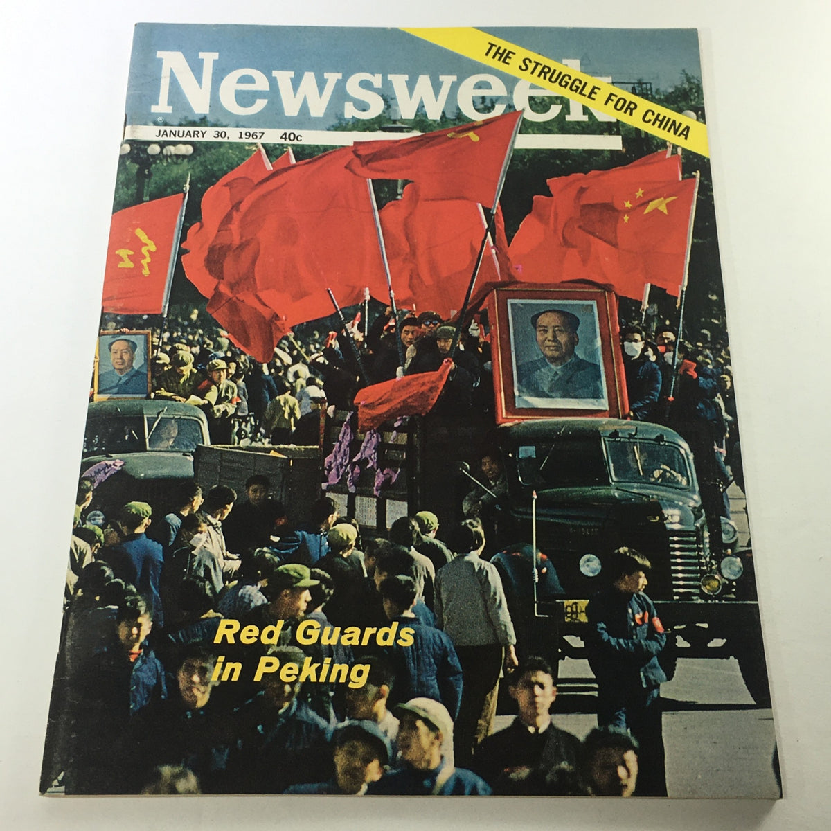 VTG Newsweek Magazine January 30 1967 featuring a cover story titled 'Red Guards in Peking,' showcasing a historical scene with large red flags and a crowd, representative of the cultural and political climate in China during the 1960s.