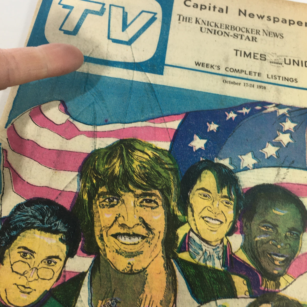 Close-up of VTG TV Week's Complete TV Listings October 17-24 1970 - The Young Rebels cover showing detailed illustrations and text.