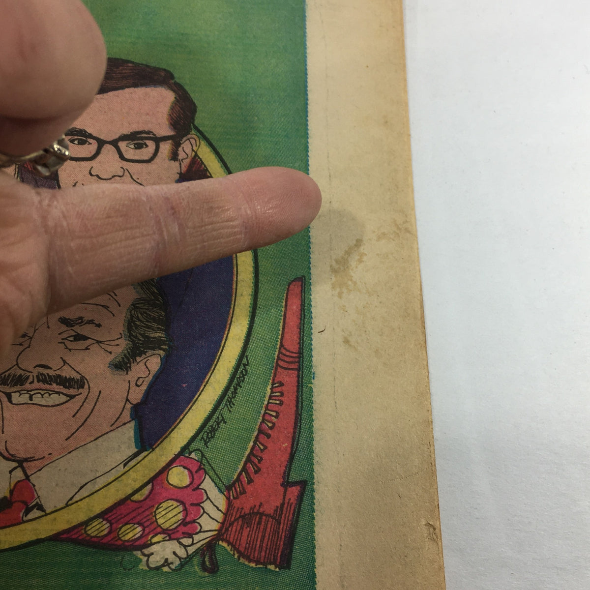 Close-up view of the cover of VTG TV Week's Complete TV Listings June 8 1968 highlighting the edge details and signs of wear, emphasizing the vintage appeal.