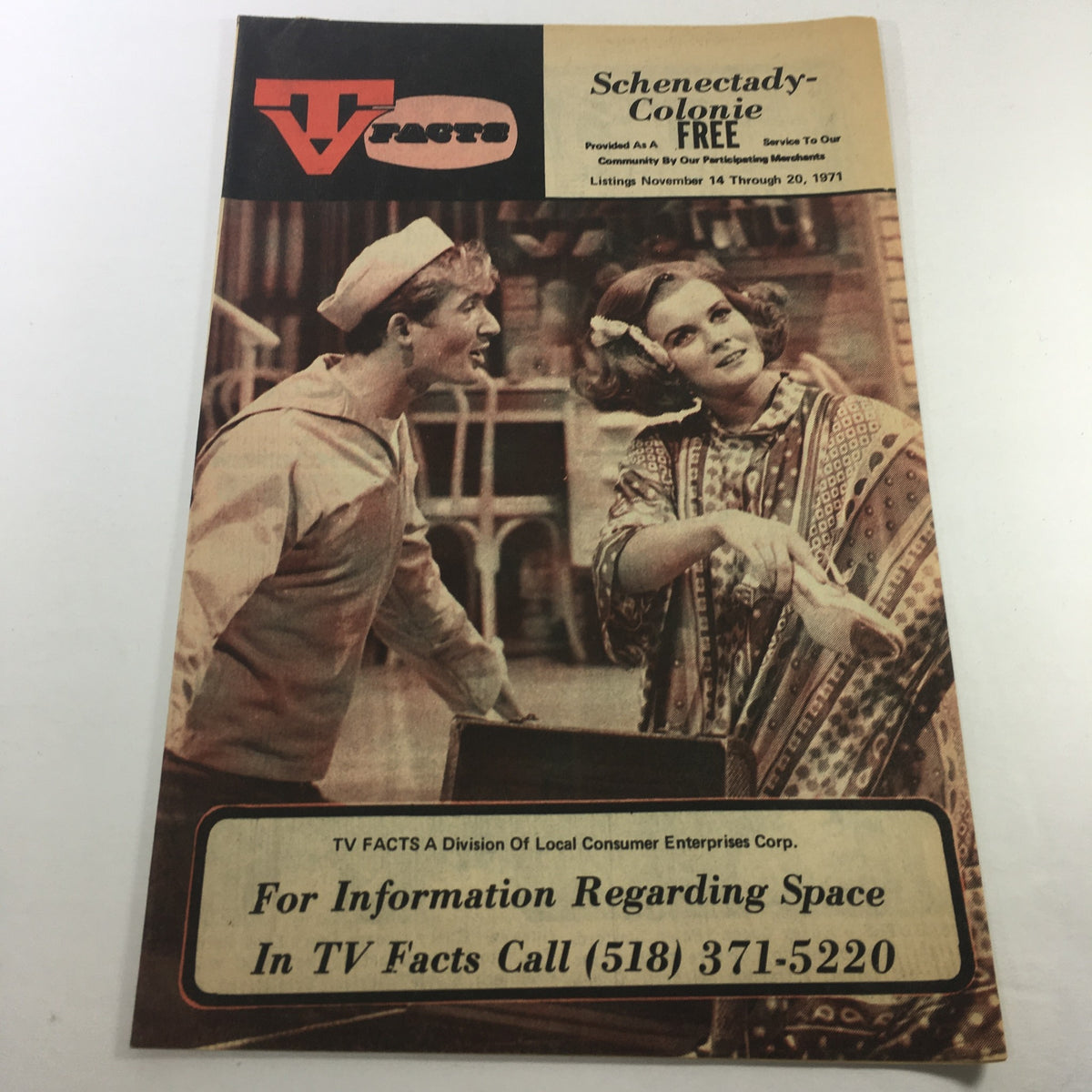 VTG TV Facts Weekly TV Listings: November 14-20 1971 - The Sound Of Music. Cover of a vintage TV magazine featuring a minimal design and illustrations related to television programming from the 1970s.