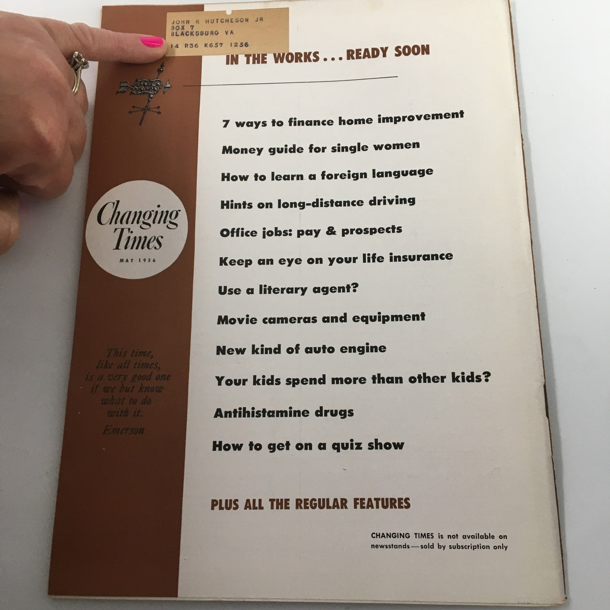 Cover page of VTG Changing Times Magazine May 1956 featuring articles on home improvement, foreign language learning, and more, showcasing the diverse topics from that era.