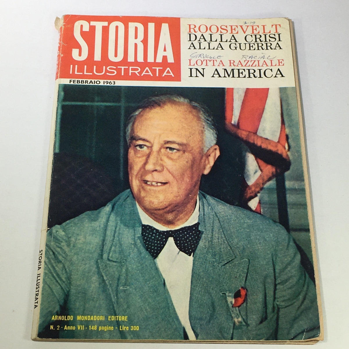 VTG Storia Illustrata Magazine February 1963 cover featuring historical content, published by Arnoldo Mondadori Editore, with a photograph of a notable figure and bold text.