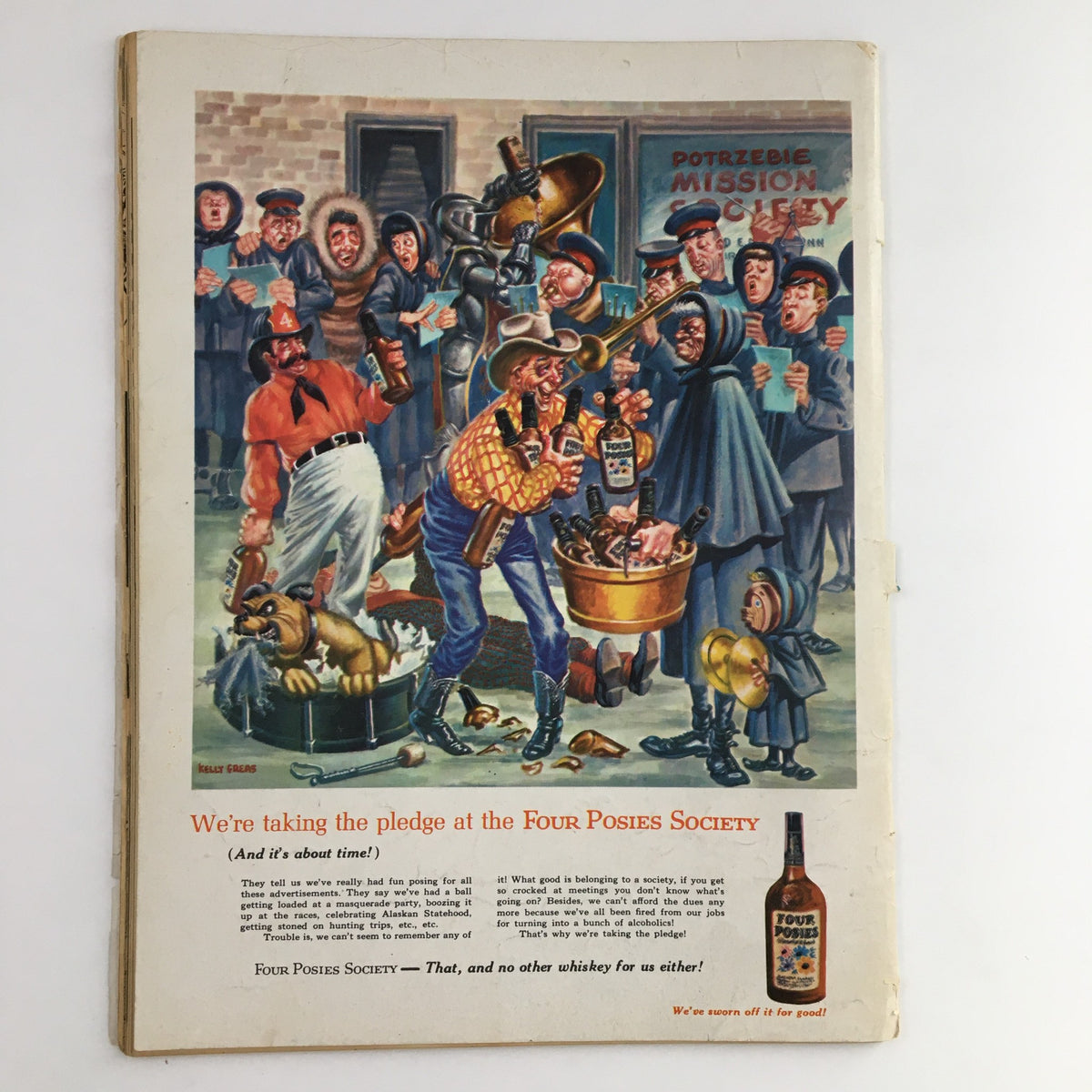 Interior page of Mad Magazine September 1959 No. 49 featuring a humorous illustration of characters at the Four Posies Society.