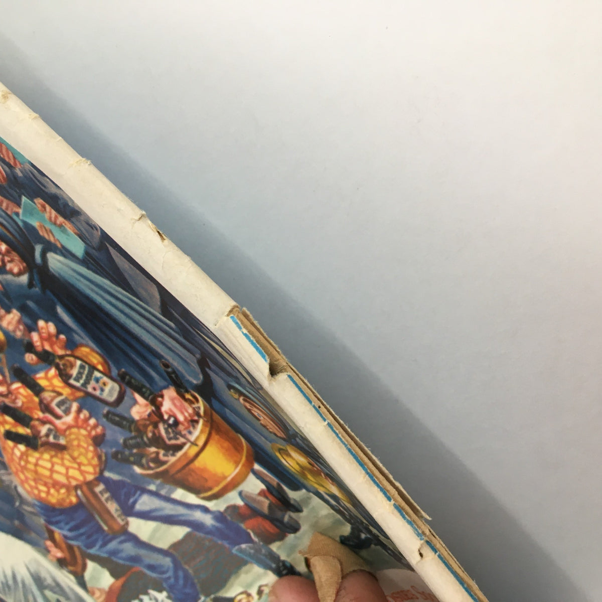 Close-up view of the binding detail from Mad Magazine September 1959 No. 49, highlighting the vintage condition.