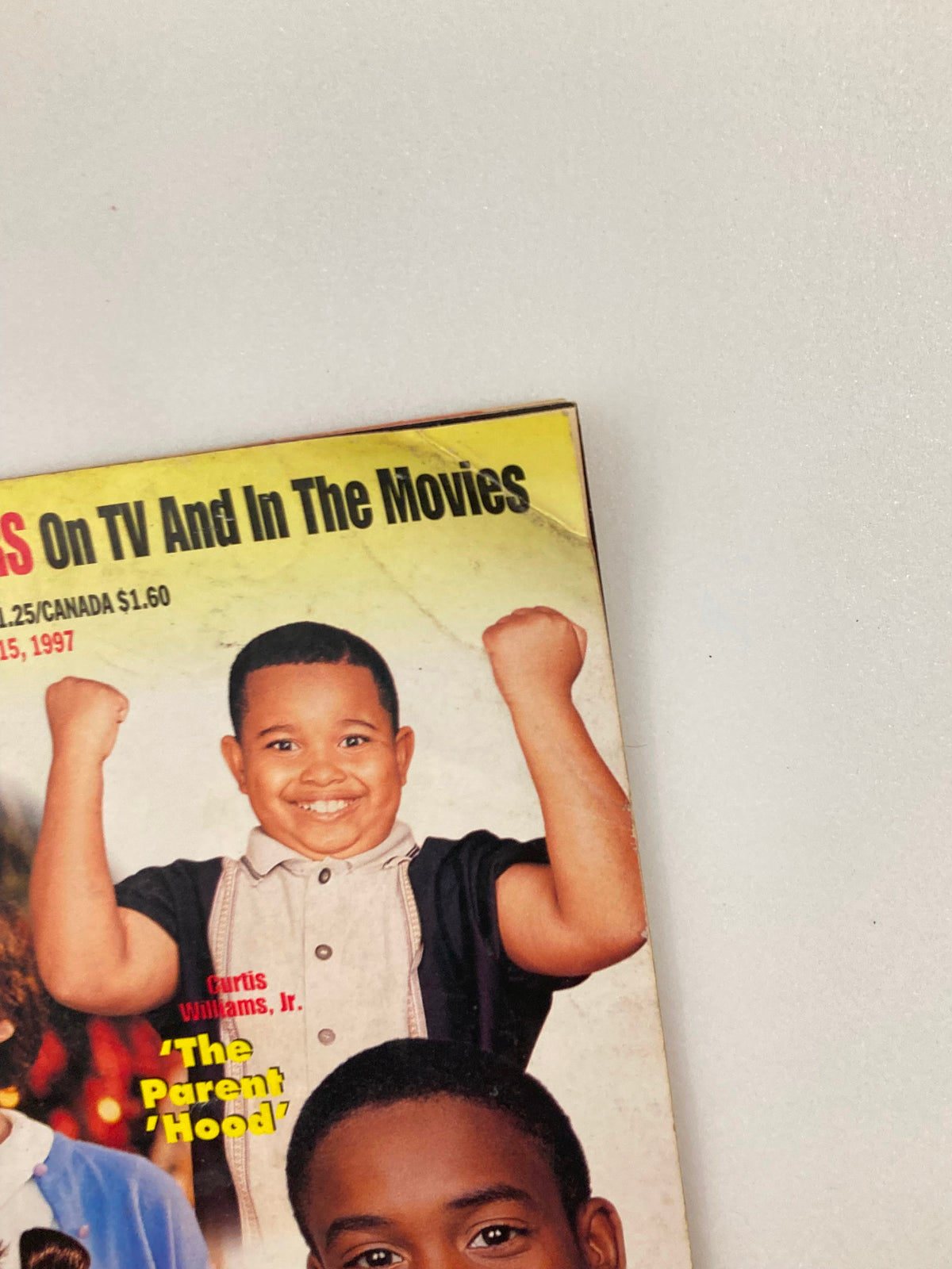 Close-up view of Curtis Williams Jr. on the cover of Jet Magazine December 15, 1997, Volume 93 #4, showcasing his cheerful expression and highlight on his role in 'The Parent 'Hood.'