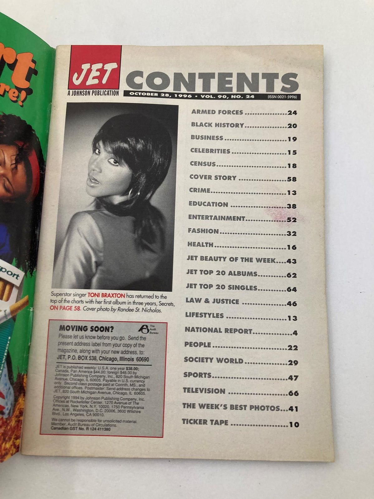 Jet Magazine October 28 1996 Vol 90 #24 Toni Braxton Album 'Secrets'