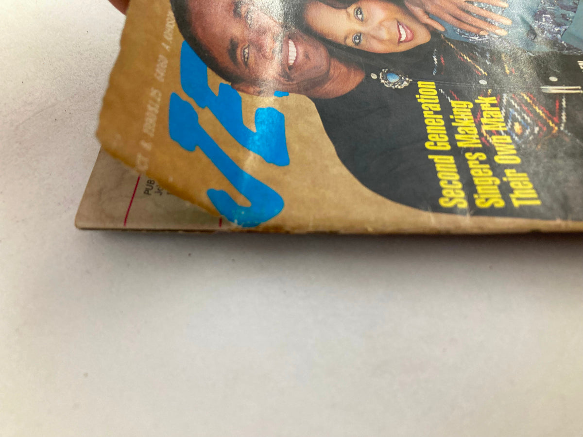Side view of Jet Magazine, October 8, 1990, Vol 78 #26, showcasing the magazine's spine and worn edges, indicating its vintage condition.