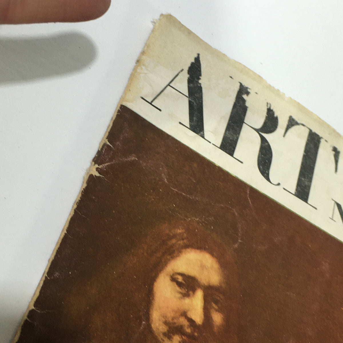 Close-up of the cover of VTG Art News Magazine September 1956, displaying the title and illustrating the vintage magazine condition with minor wear and tear.