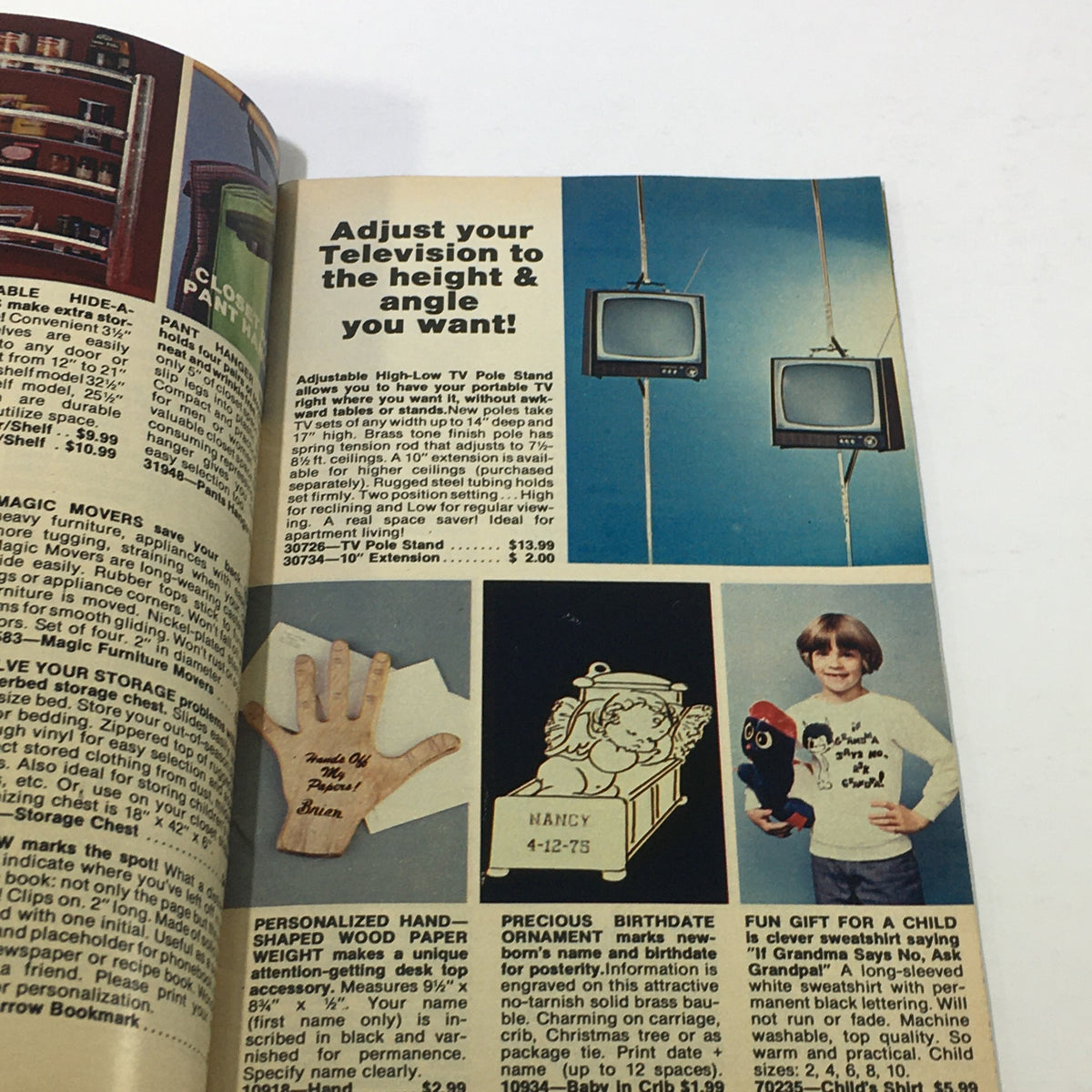 Interior page of the VTG Rare Santa's Helpers Holiday Gifts Price Guide Catalog 1967 showcasing home decor and product listings for festive items.
