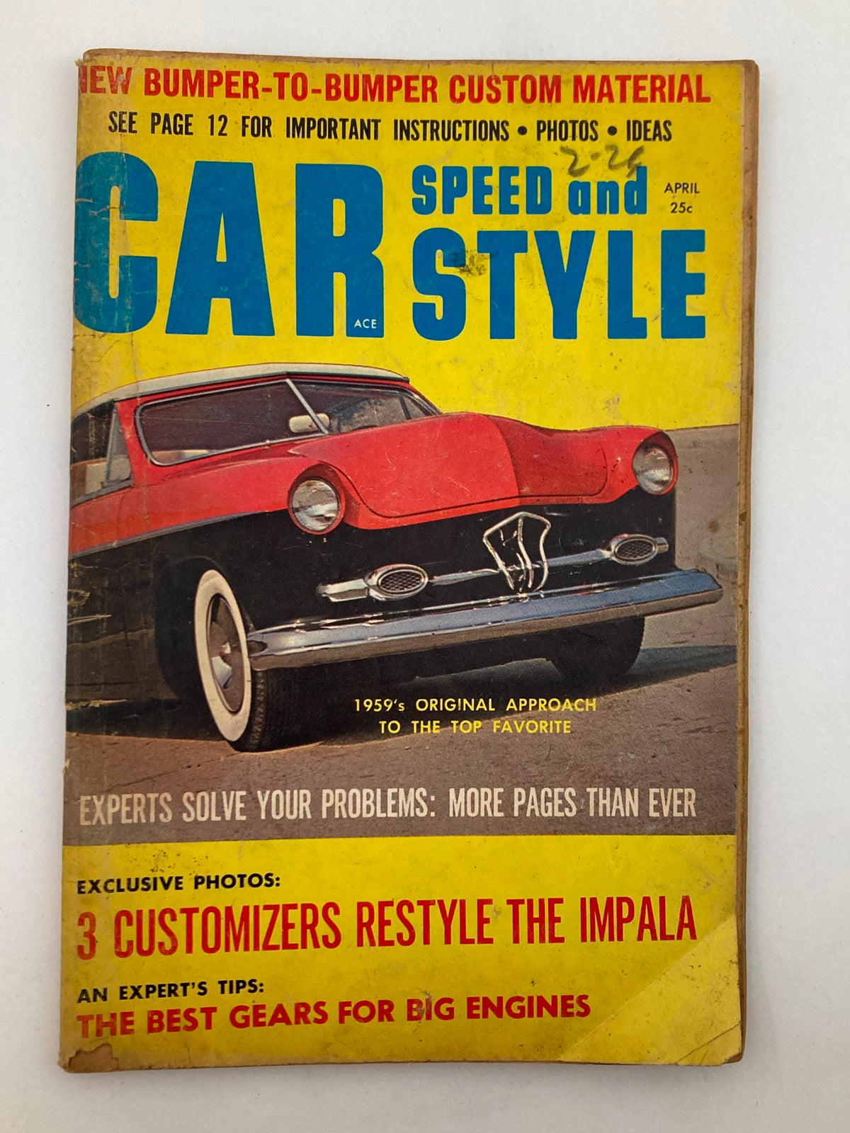 VTG Car Speed & Style Magazine April 1959, Volume 3 Issue #4 featuring a classic red car on the cover, highlighting vintage automotive culture and collector appeal.