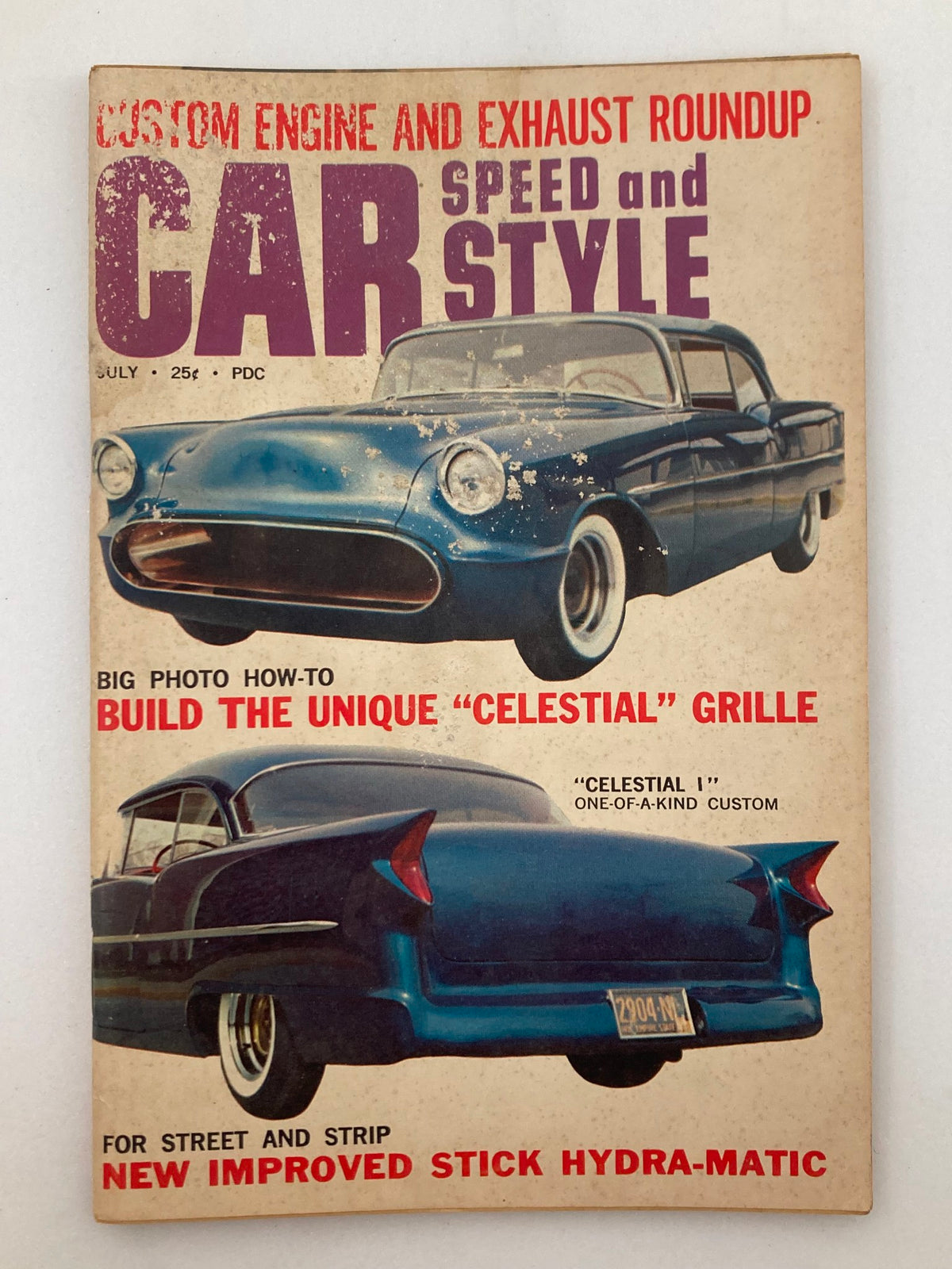VTG Car Speed & Style Magazine July 1961 Vol 7 #7 cover featuring a blue custom car and the title 'CAR SPEED and STYLE'. This issue explores the theme 'A Celestial Grille', ideal for vintage car enthusiasts.