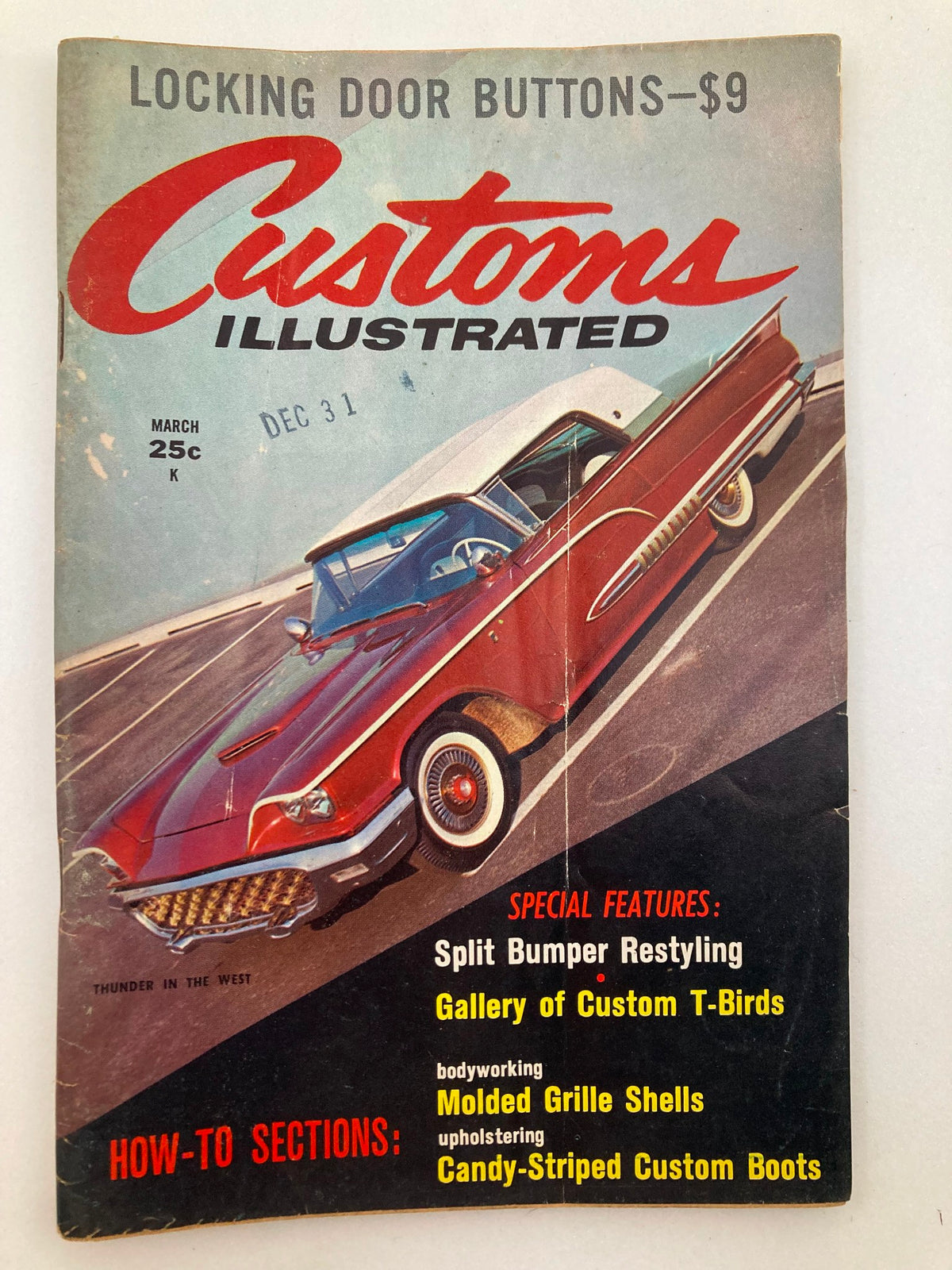 Cover of VTG Customs Illustrated Magazine March 1960 Vol 3 #1 titled Thunder in the West, featuring a classic custom car design and advertisements related to automotive culture.