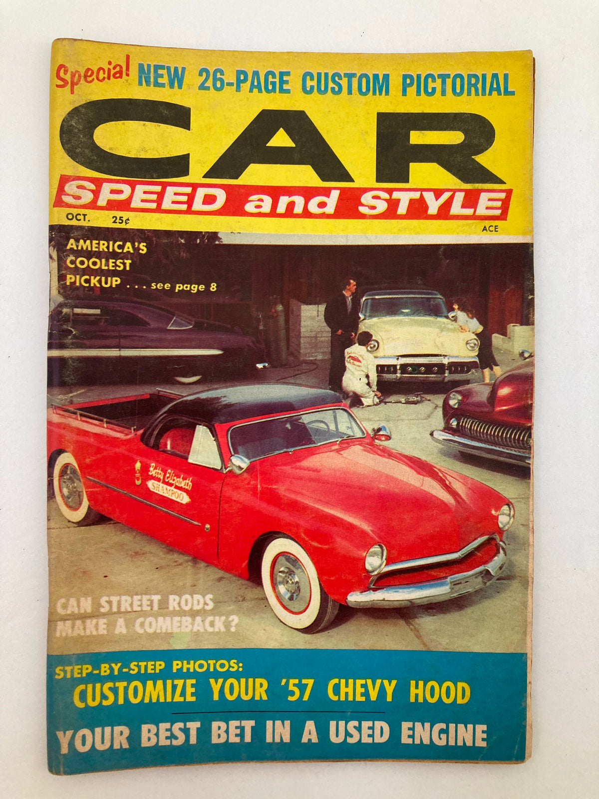 VTG Car Speed & Style Magazine October 1958 featuring a vibrant cover with a red classic car, showcasing automotive culture from the late 1950s.