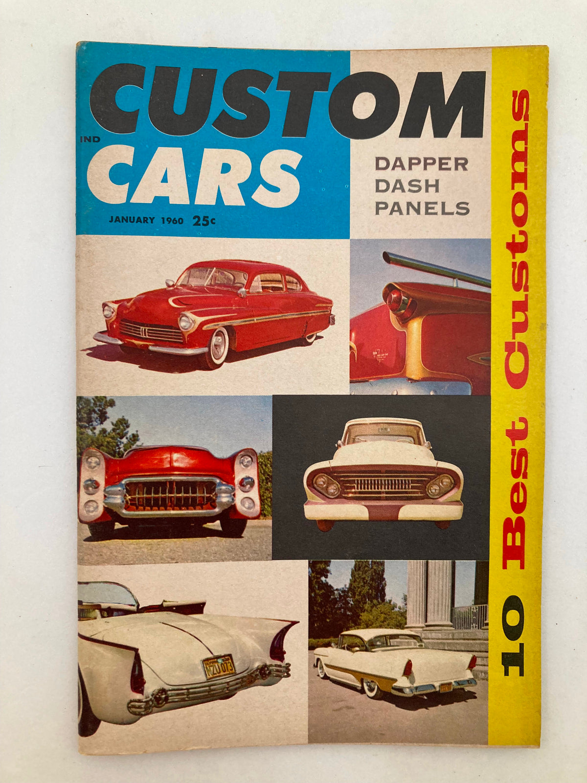 VTG Custom Cars Magazine January 1960 Vol 3 #5 cover featuring classic custom cars and Dapper Dash Panels theme.