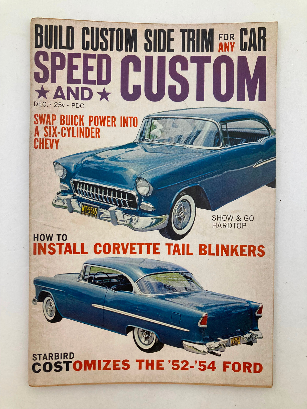 Cover of VTG Speed & Custom Magazine December 1961 Vol 8 #6 featuring the theme 'Show & Go Hardtop' with vintage automobile graphics and articles on car customization.
