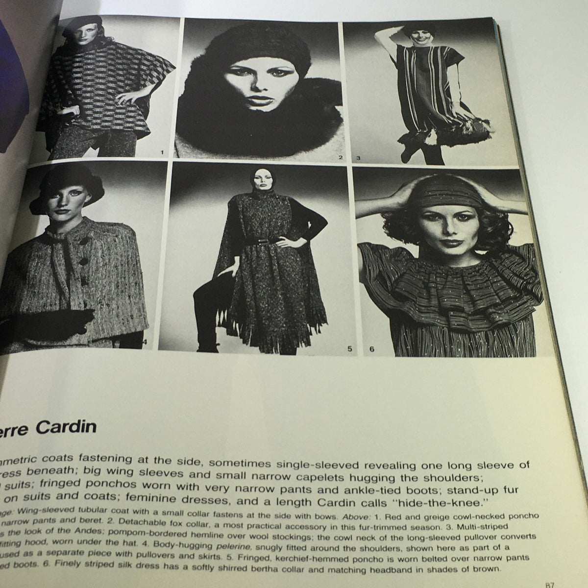 L'Officiel USA Magazine Fall Collection 1976 displaying an array of stylish geometric coats and ponchos modeled by chic women.