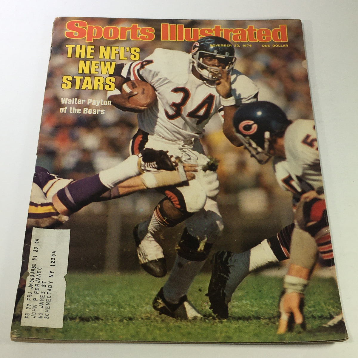 Vintage Sports Illustrated magazine cover from November 27, 1976, featuring Walter Payton of the Bears, showcasing the NFL's new stars.