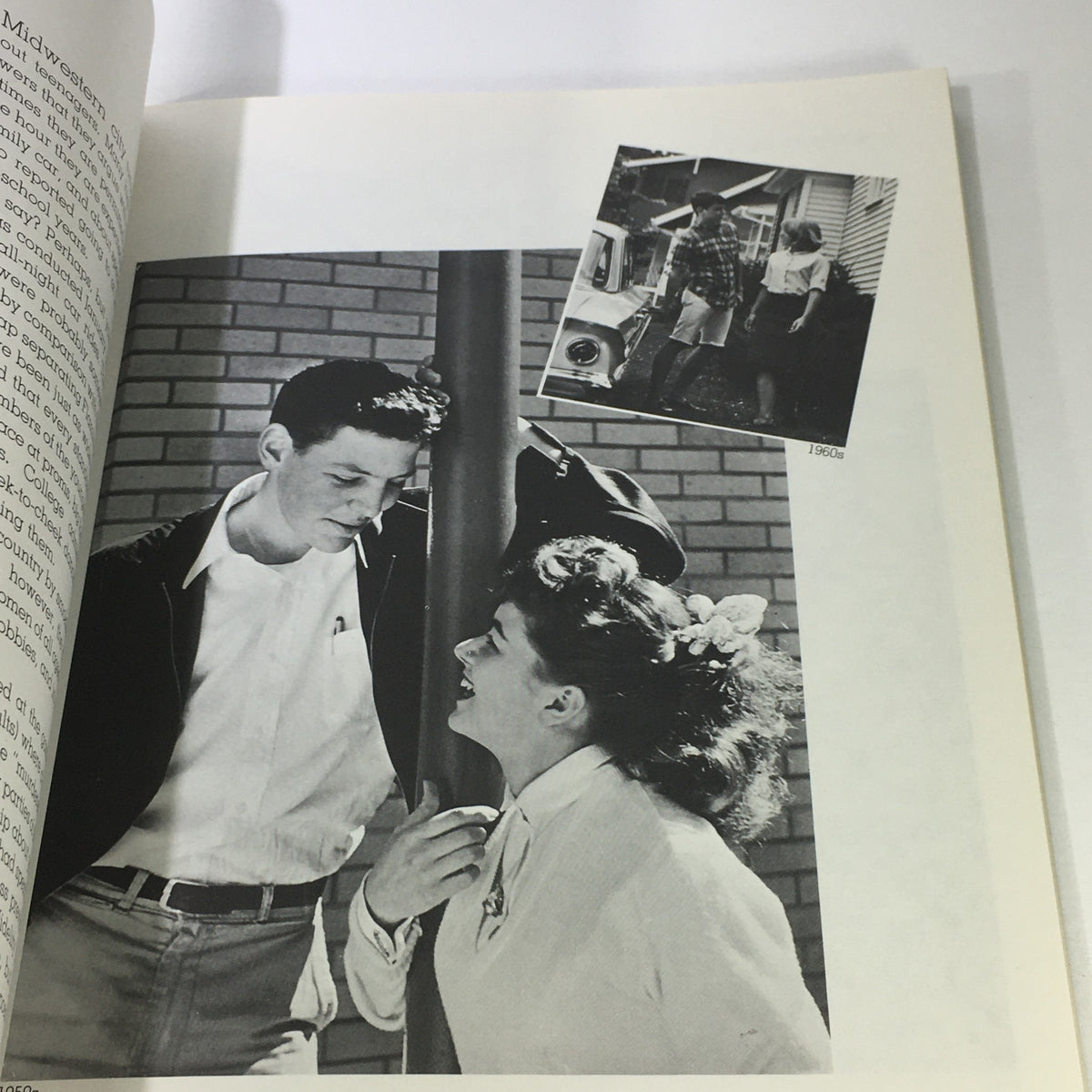 Inside page of VTG 1983 TwixT Teens magazine featuring a black and white photograph of a young couple interacting, showcasing teenage life in the 1980s.