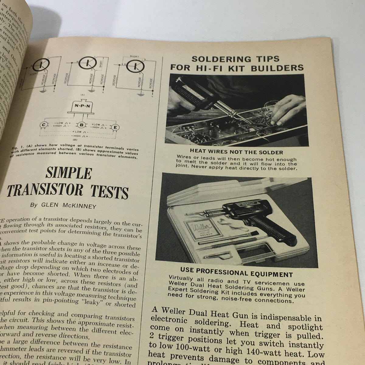 Inside page of the VTG Electronics World Price Guide Magazine August 1964 detailing soldering tips for hi-fi kit builders.