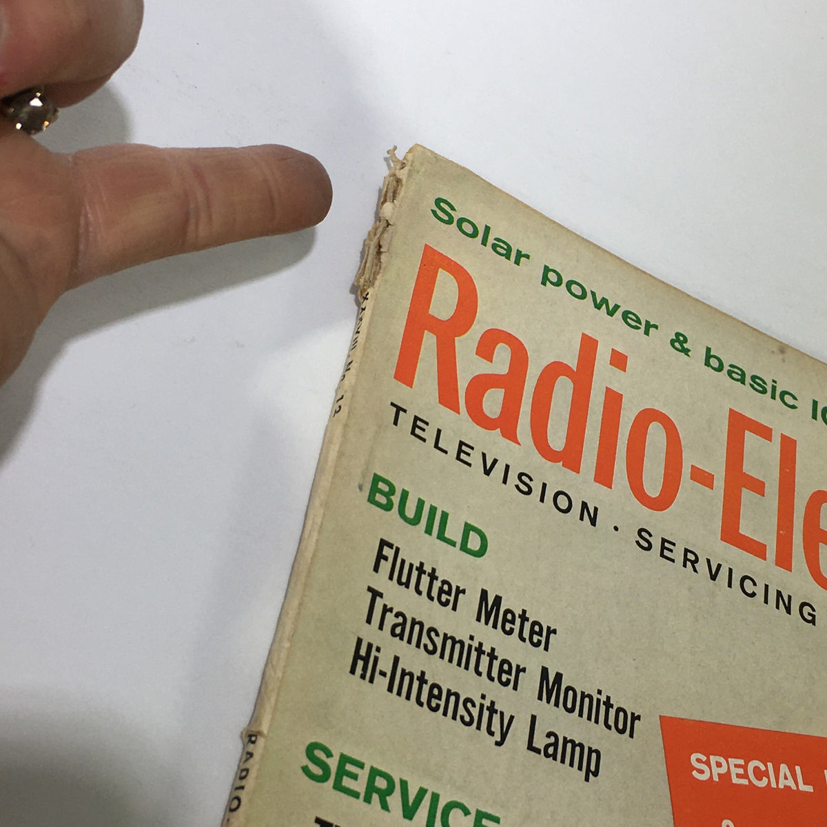 Cover of VTG Radio-Electronics Magazine December 1967 featuring the title and article topics such as Flutter Meter, with slight wear and an address label for authenticity.