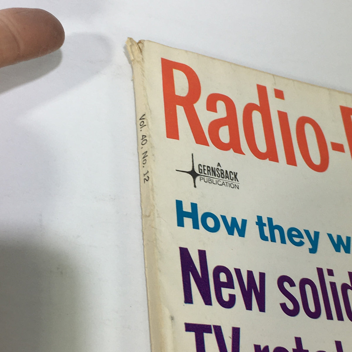 Side view of the VTG Radio-Electronics Magazine December 1969 displaying volume and issue number along with the Gernsback Publication logo.