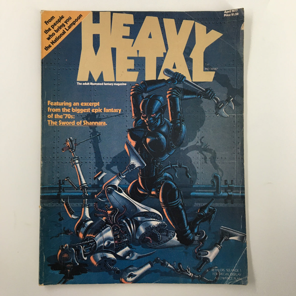 Cover of Heavy Metal Magazine, April 1977, featuring 'The Sword of Shannara,' no label