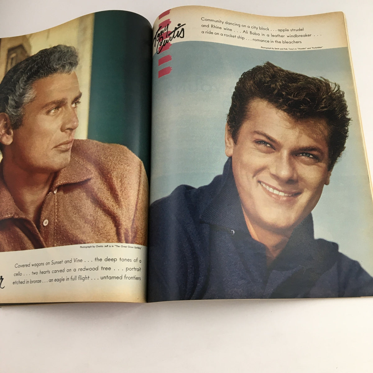 Photoplay Magazine July 1953 portrait of two handsome actors, emphasizing the charm and appeal of classic movie stars.