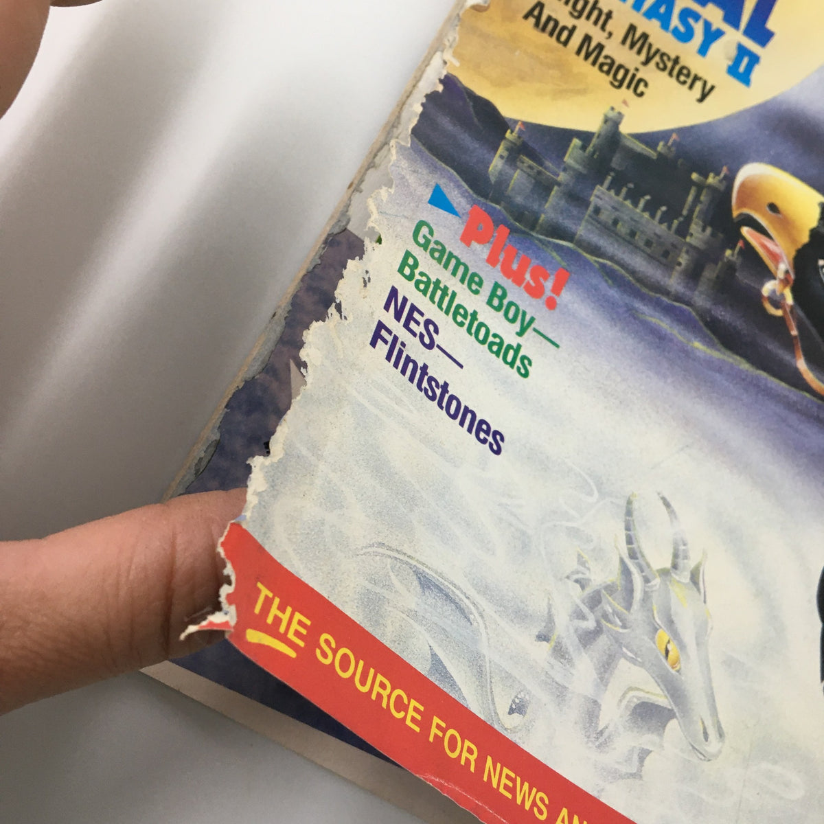 Side view of Nintendo Power Magazine November 1991 #30 showing the edge with visible wear and the mention of Final Fantasy II and other games.