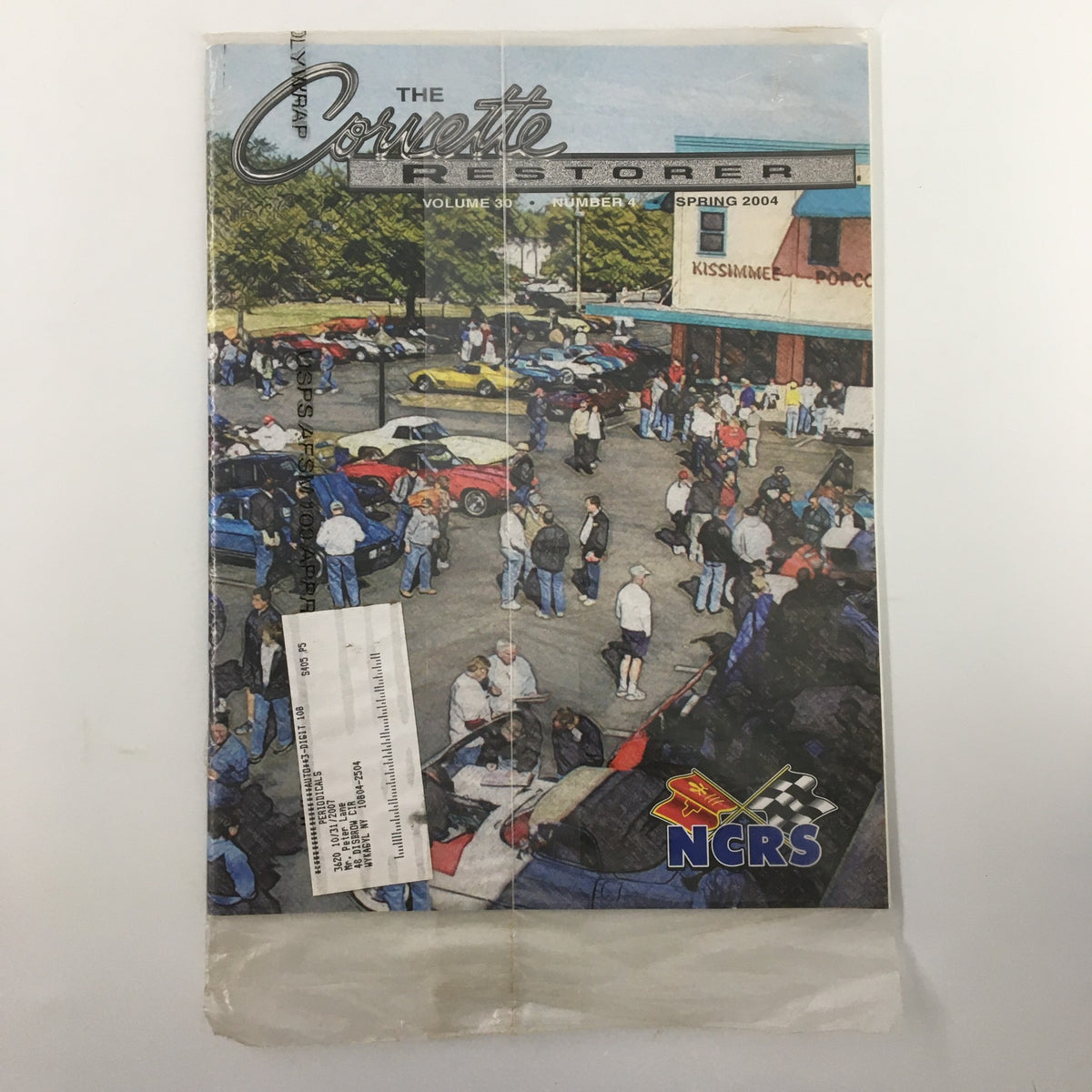 The Corvette Restorer Magazine Spring 2004 Vol. 30 #4 cover showing a vibrant scene of car enthusiasts at a Corvette gathering, featuring various classic Corvettes in the background.