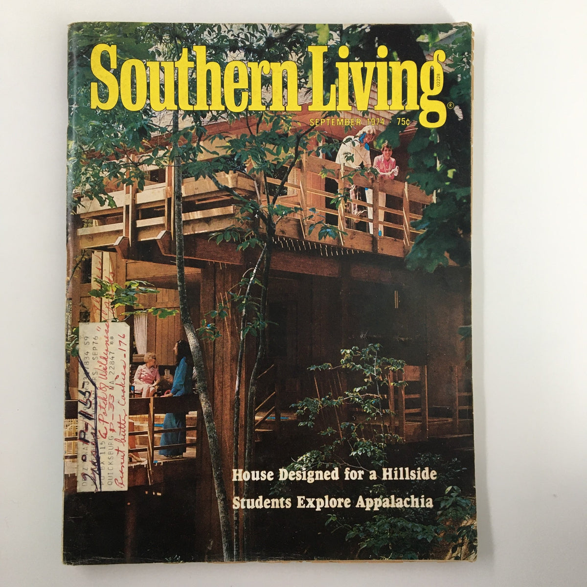 Cover of VTG Southern Living Magazine September 1974 featuring a house designed for a hillside, showcasing beautiful southern architecture surrounded by greenery.
