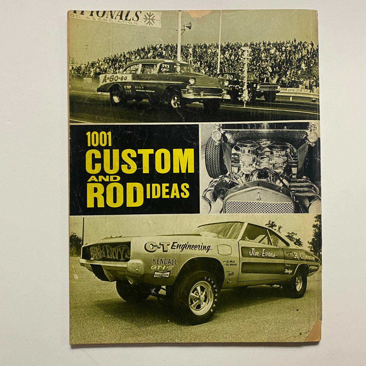 Cover of VTG 1001 Custom & Rod Ideas Magazine Summer 1969 showcasing classic racing cars and highlighting custom automotive designs.