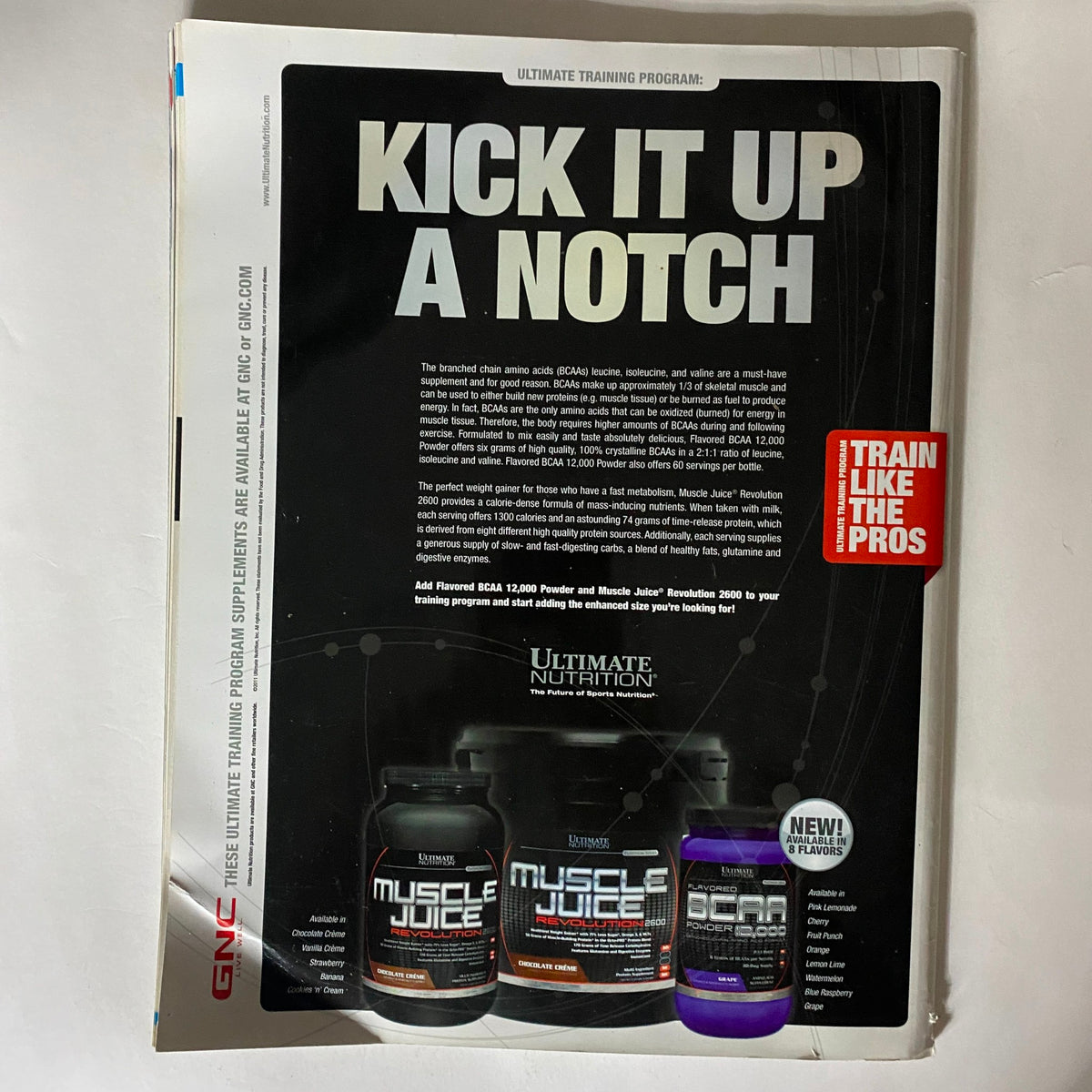 Back cover of Fighters Only US Magazine May 2012, promoting Ultimate Nutrition products, emphasizing fitness and training.