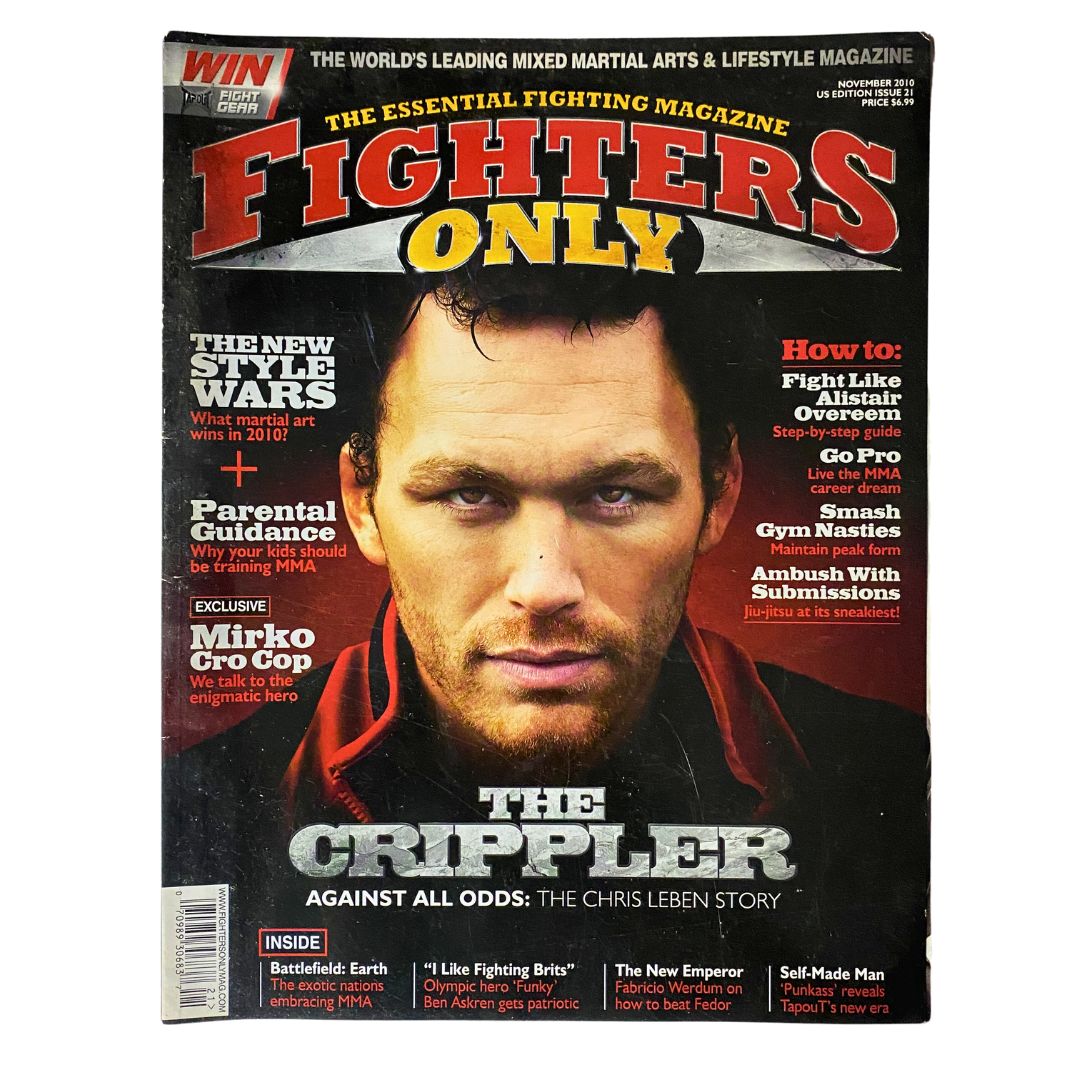 Fighters Only US Magazine November 2010 Issue 21 featuring Chris Leben on the cover, showcasing an engaging design and highlighting mixed martial arts content.