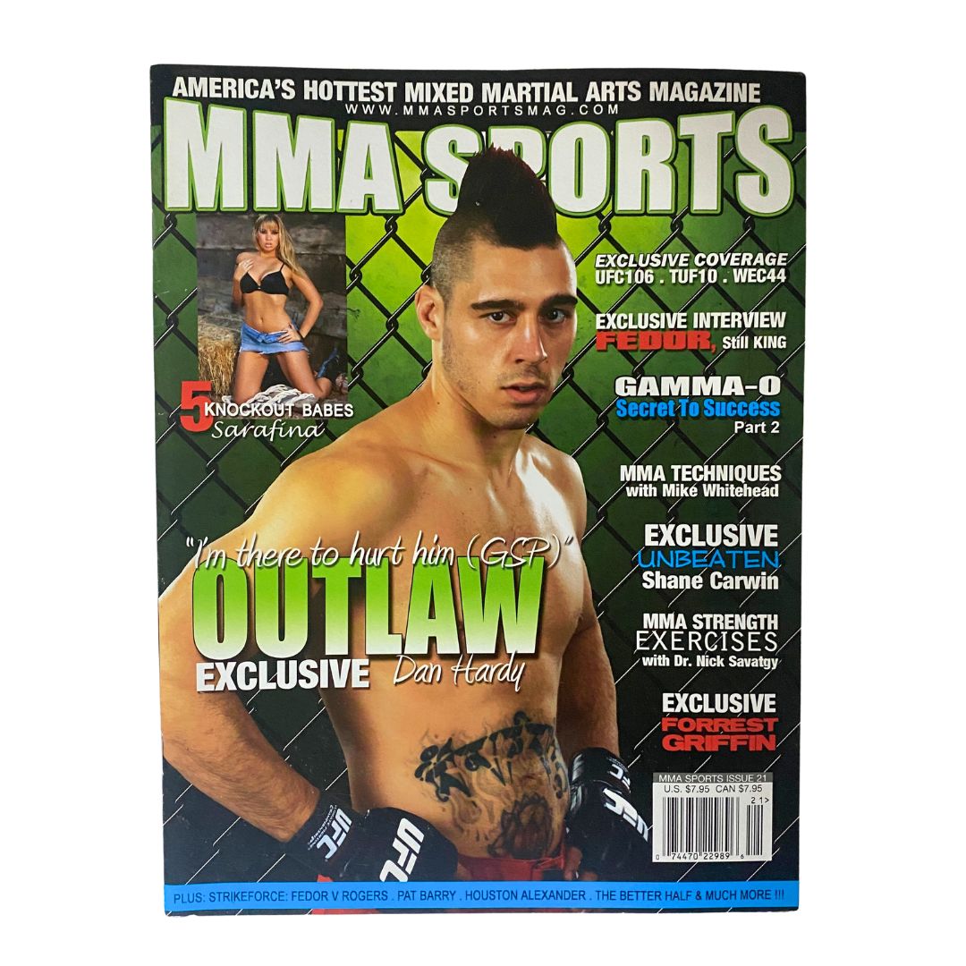 MMA Sports Magazine Issue 21 featuring Dan Hardy on the cover, showcasing exclusive interviews and insights into mixed martial arts.