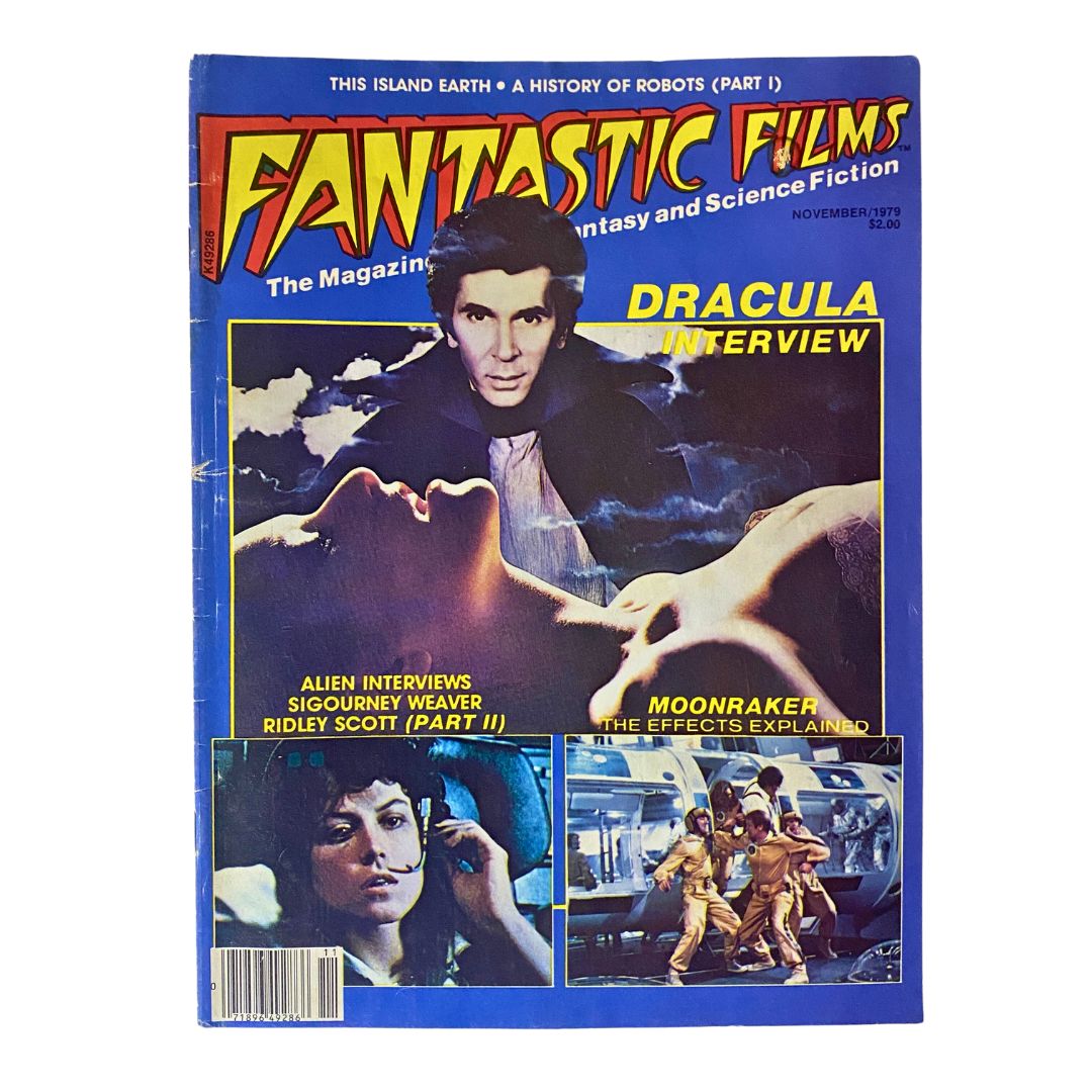 Cover of VTG Fantastics Films Magazine November 1979 featuring a Dracula interview, highlighting iconic film themes.