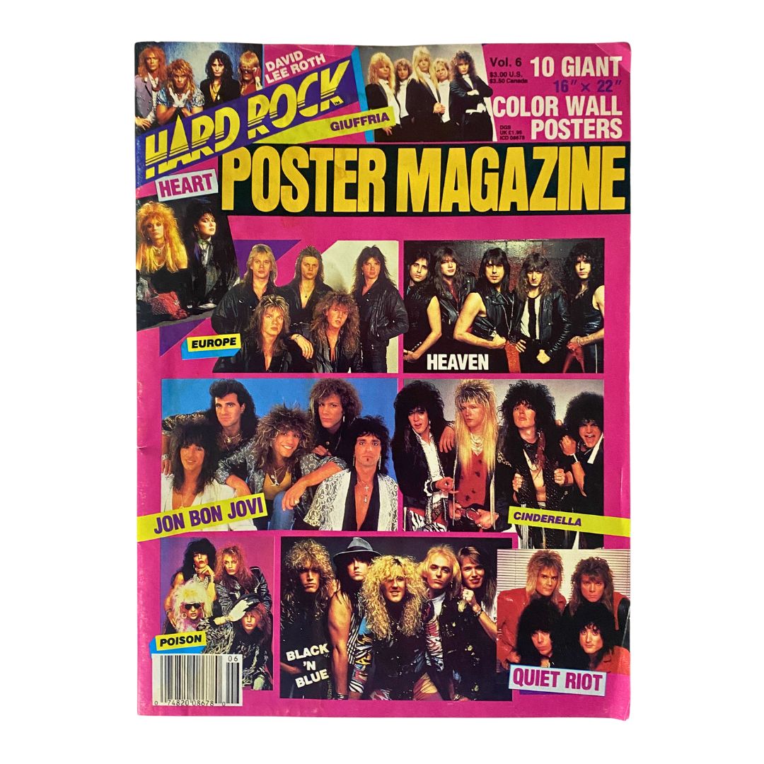 Vintage Hard Rock Poster Magazine 1986 Vol 6 Jon Bon Jovi w Poster No Label