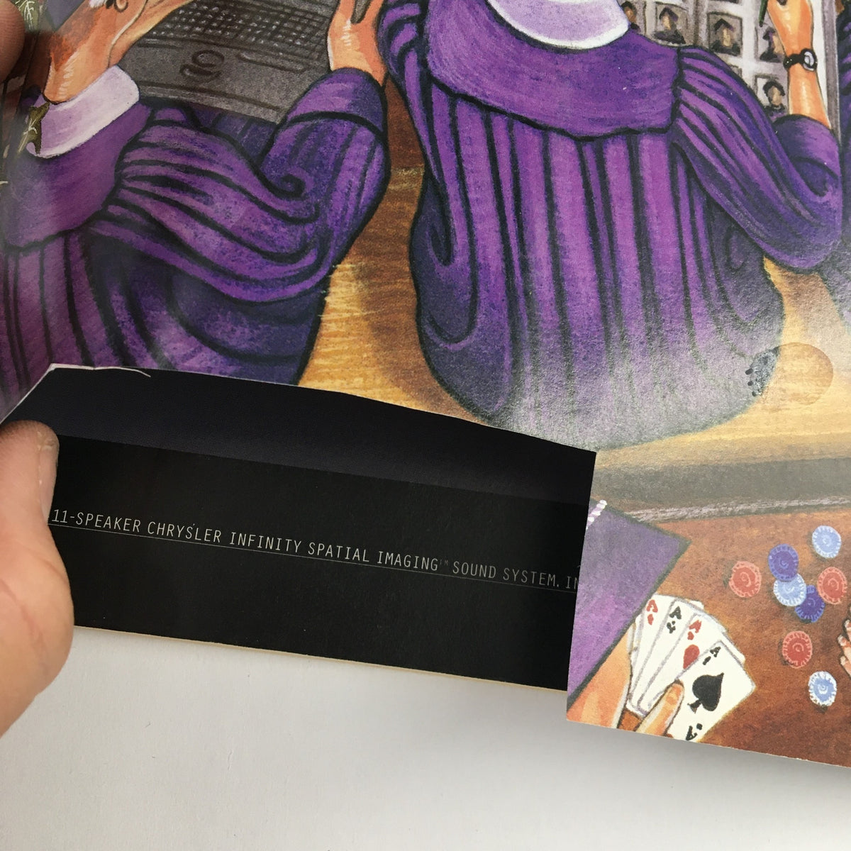 Interior view of The New Yorker Magazine from June 2, 1997, showcasing the illustration details of graduates in purple robes, including a person using a laptop.